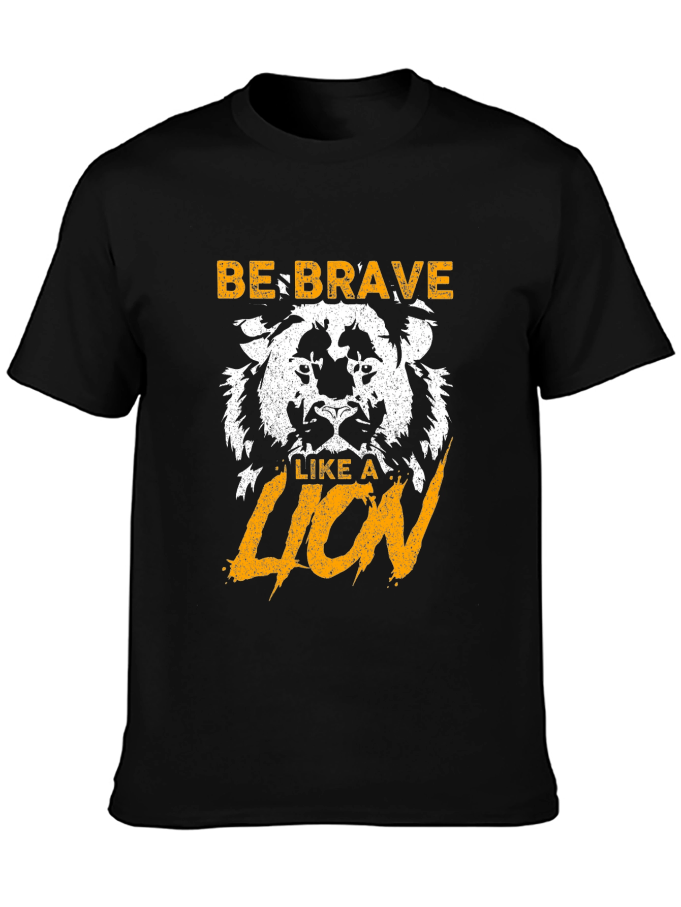 Black Be Brave Lion Graphic Tee - Black Cotton Blend view 3
