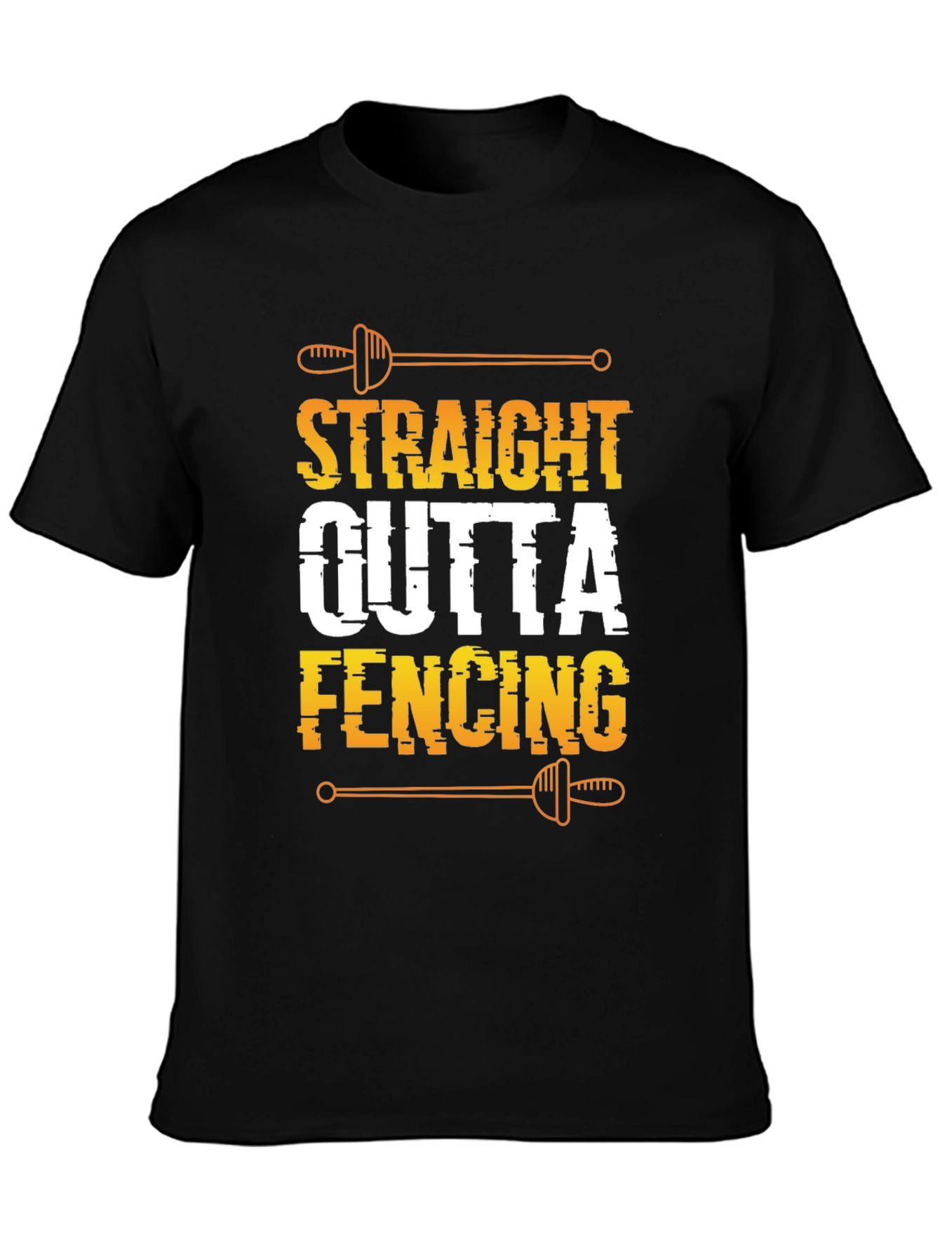 Black Straight Outta Fencing Black T-Shirt view 3