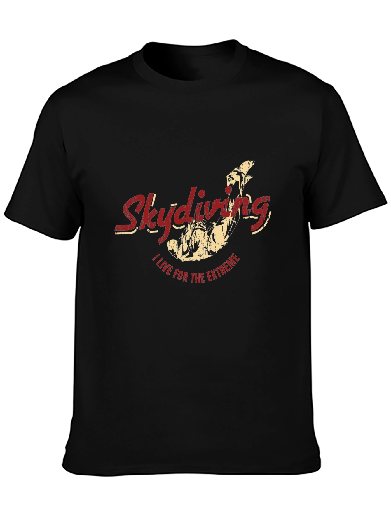 Black Skydiving Extreme Sport Black T-Shirt view 3