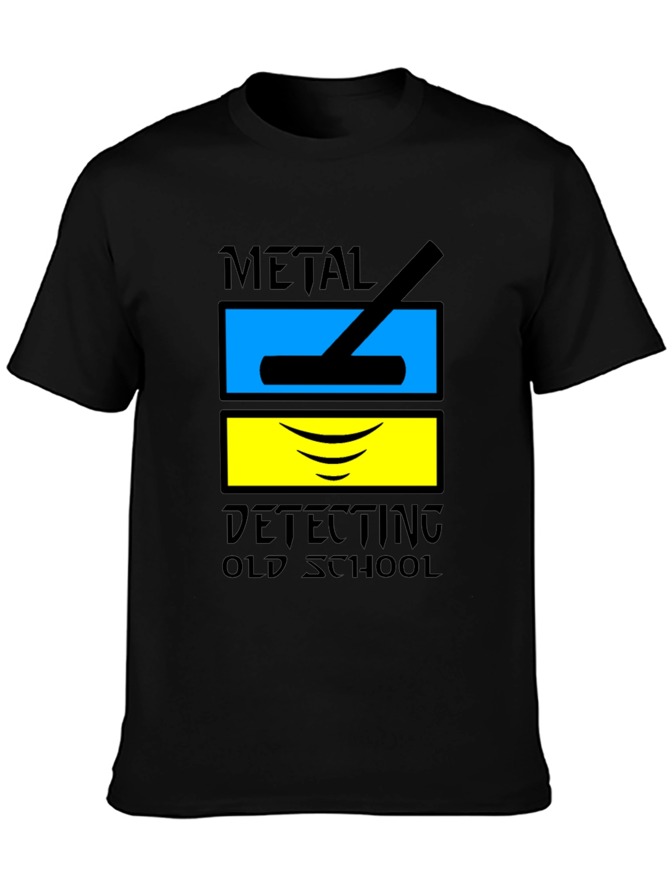 Black Metal Detecting Old School T-Shirt view 3