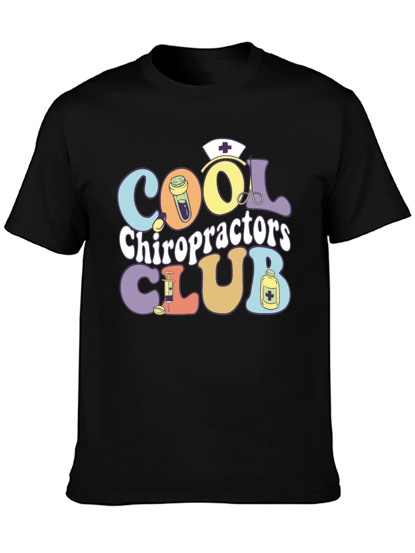 Black Cool Chiropractors Club T-Shirt view 3