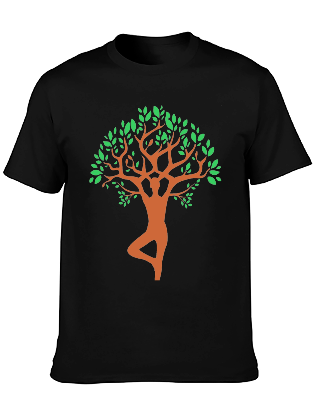 Black Yoga Tree Pose Graphic Tee - Black view 3
