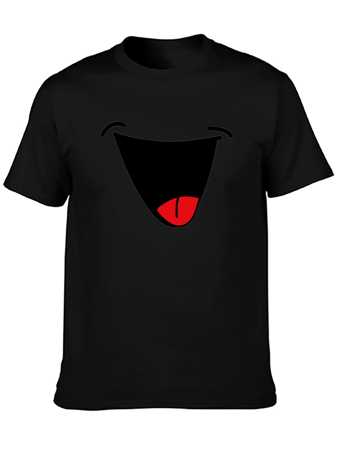 Black Funny Graphic Smile T-Shirt - Black Cotton Blend Tee view 3