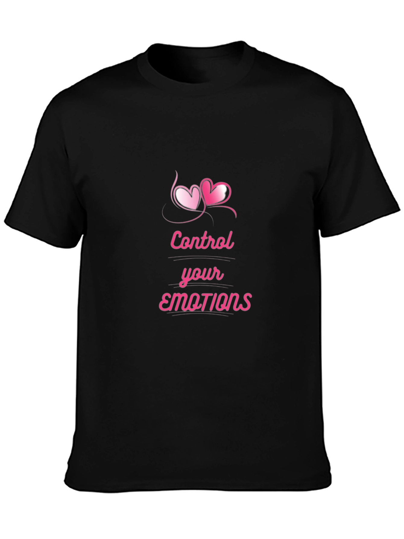 Black Control Your Emotions Graphic Tee - Heart Design view 3