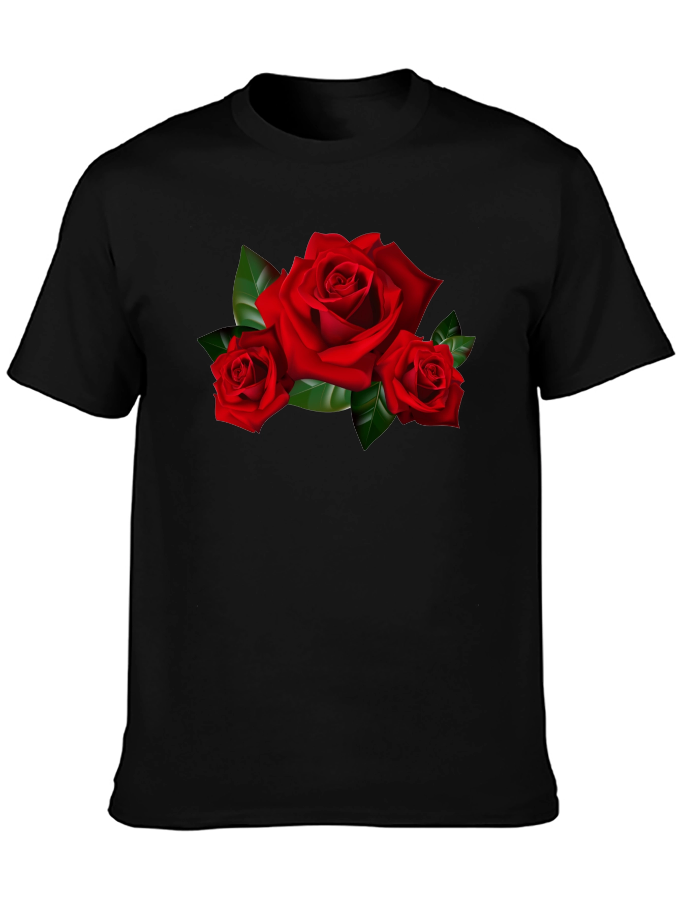 Black Red Roses Graphic Print Black T-Shirt view 3
