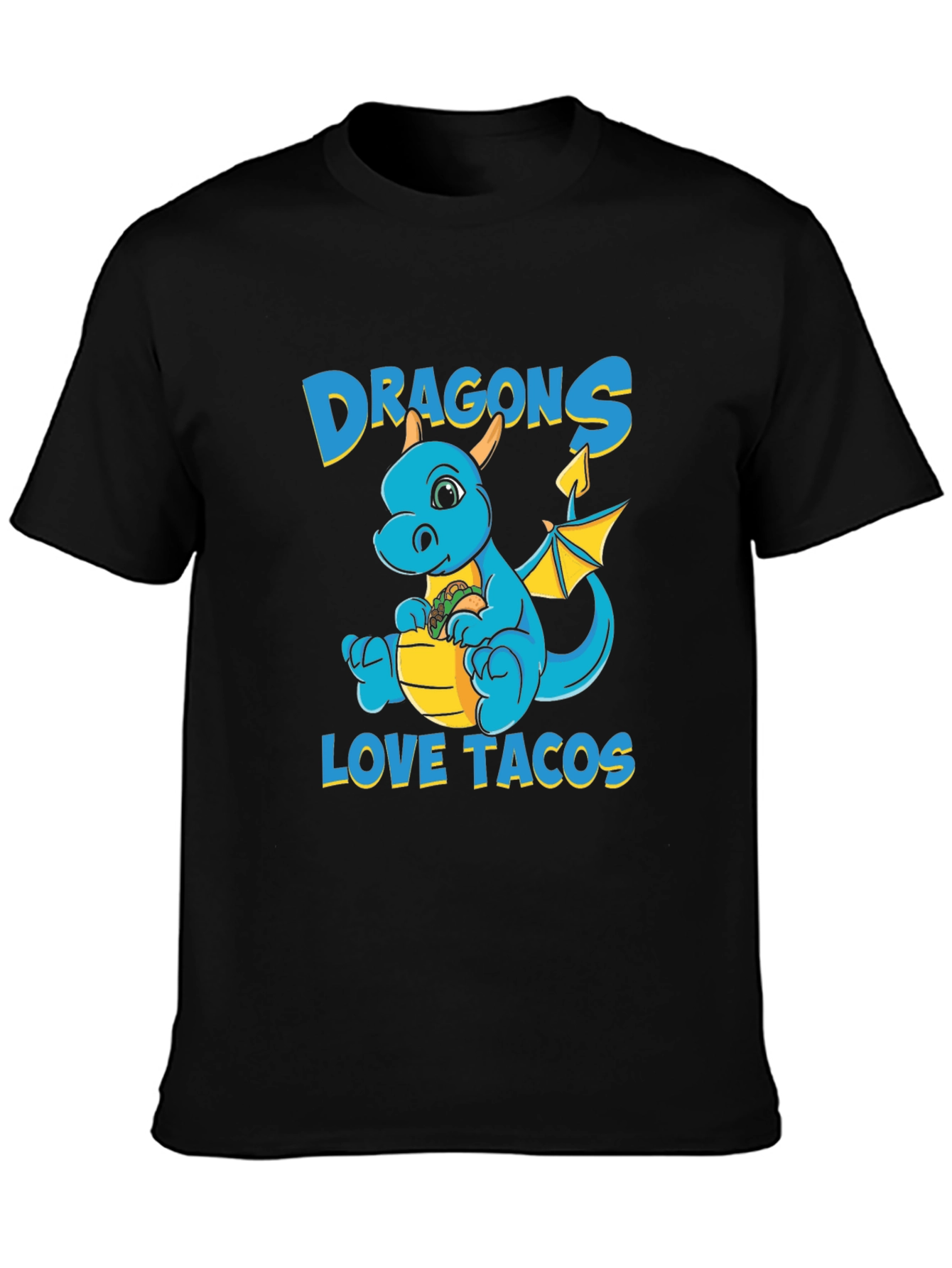 Black Dragons Love Tacos T-Shirt - Cute Cartoon Dragon Tee view 3