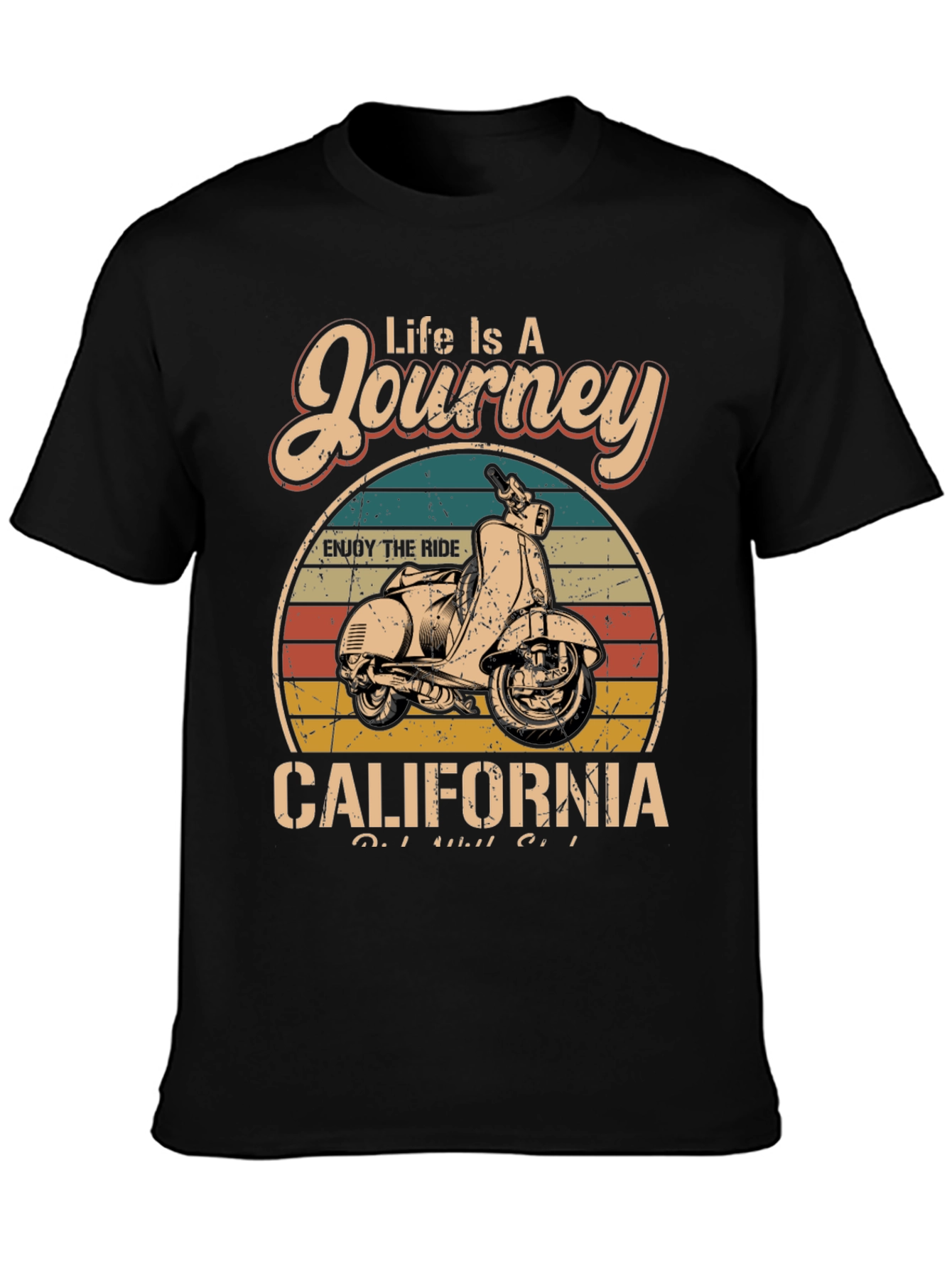 Black Vintage California Scooter T-Shirt view 3