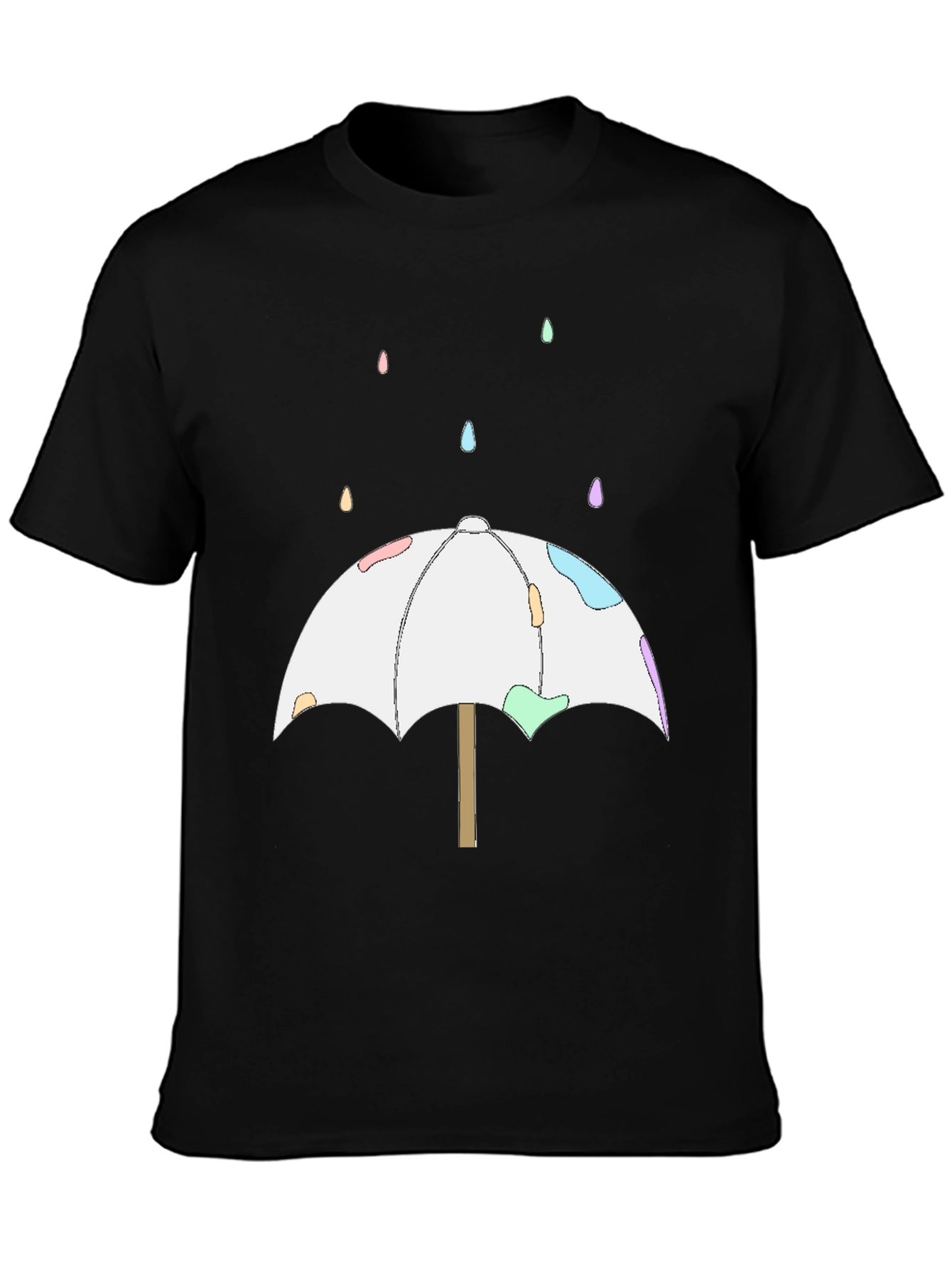 Black Cute Umbrella T-Shirt - Black view 3