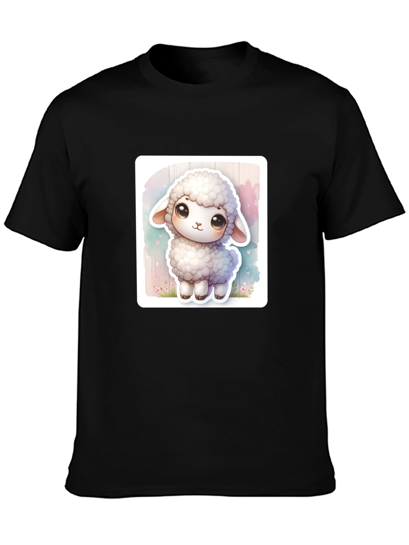 Black Cute Sheep Graphic Tee - Soft Cotton Blend view 3
