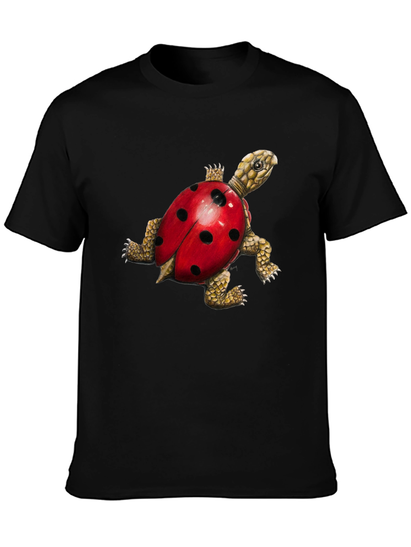 Black Turtle Ladybug Black Graphic Tee view 3