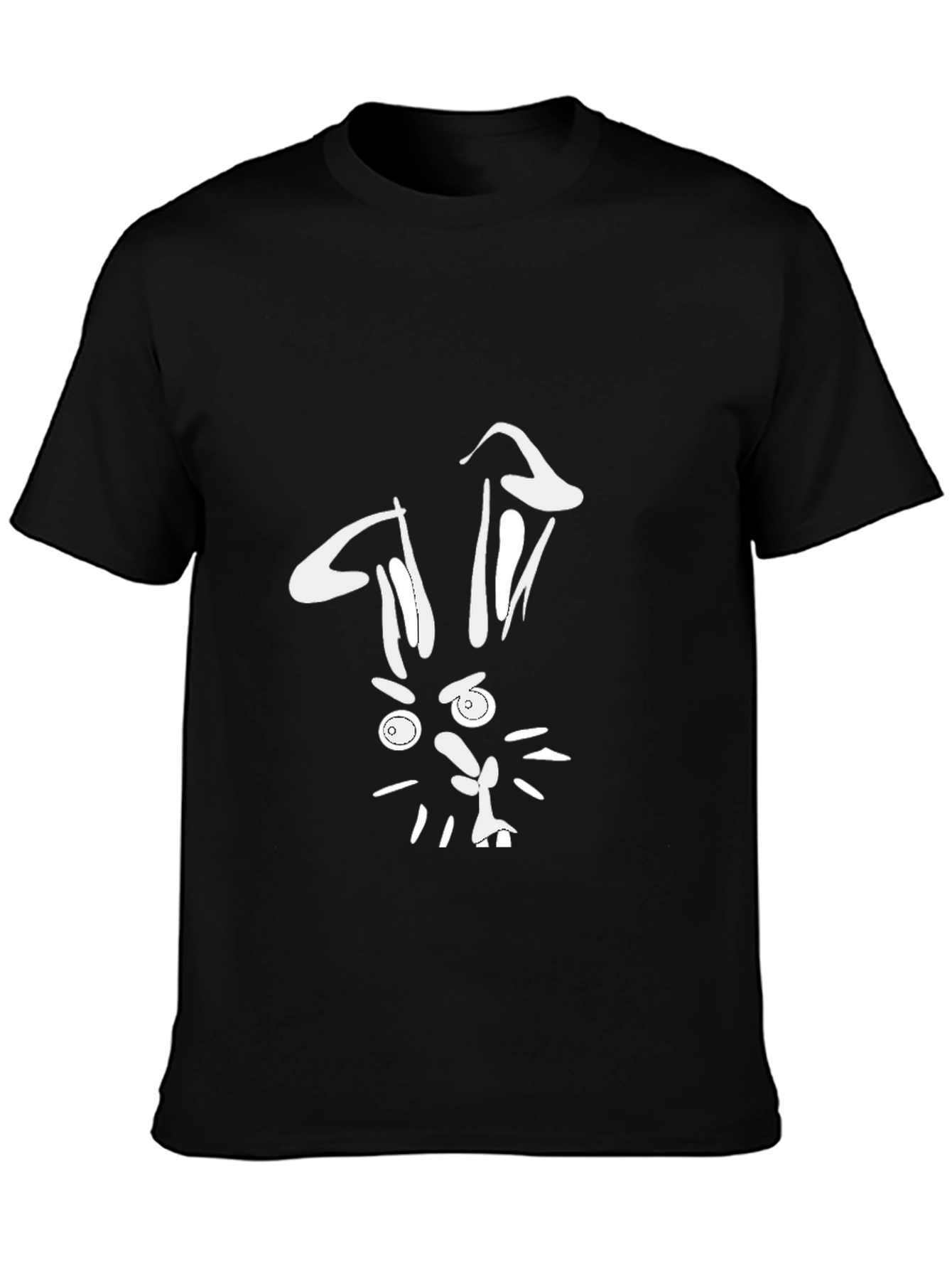 Black Funny Rabbit Graphic Tee - Black Cotton T-Shirt view 3