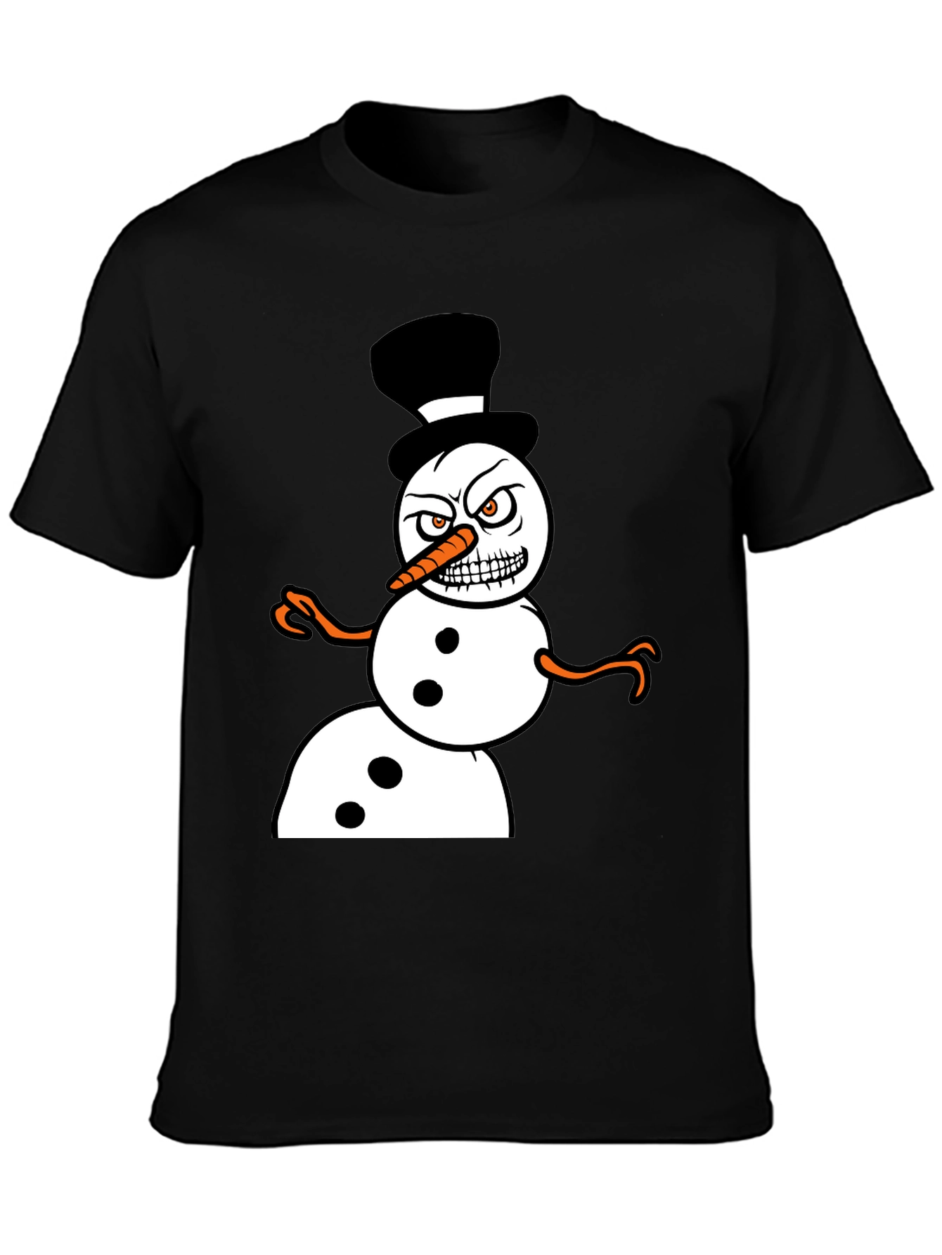 Black Grumpy Snowman Graphic Tee view 3