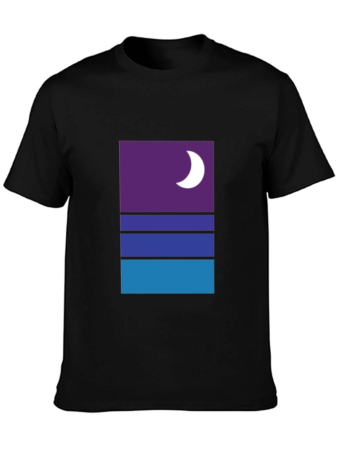 Black Modern Nightscape Graphic Tee - Black Cotton Blend view 3