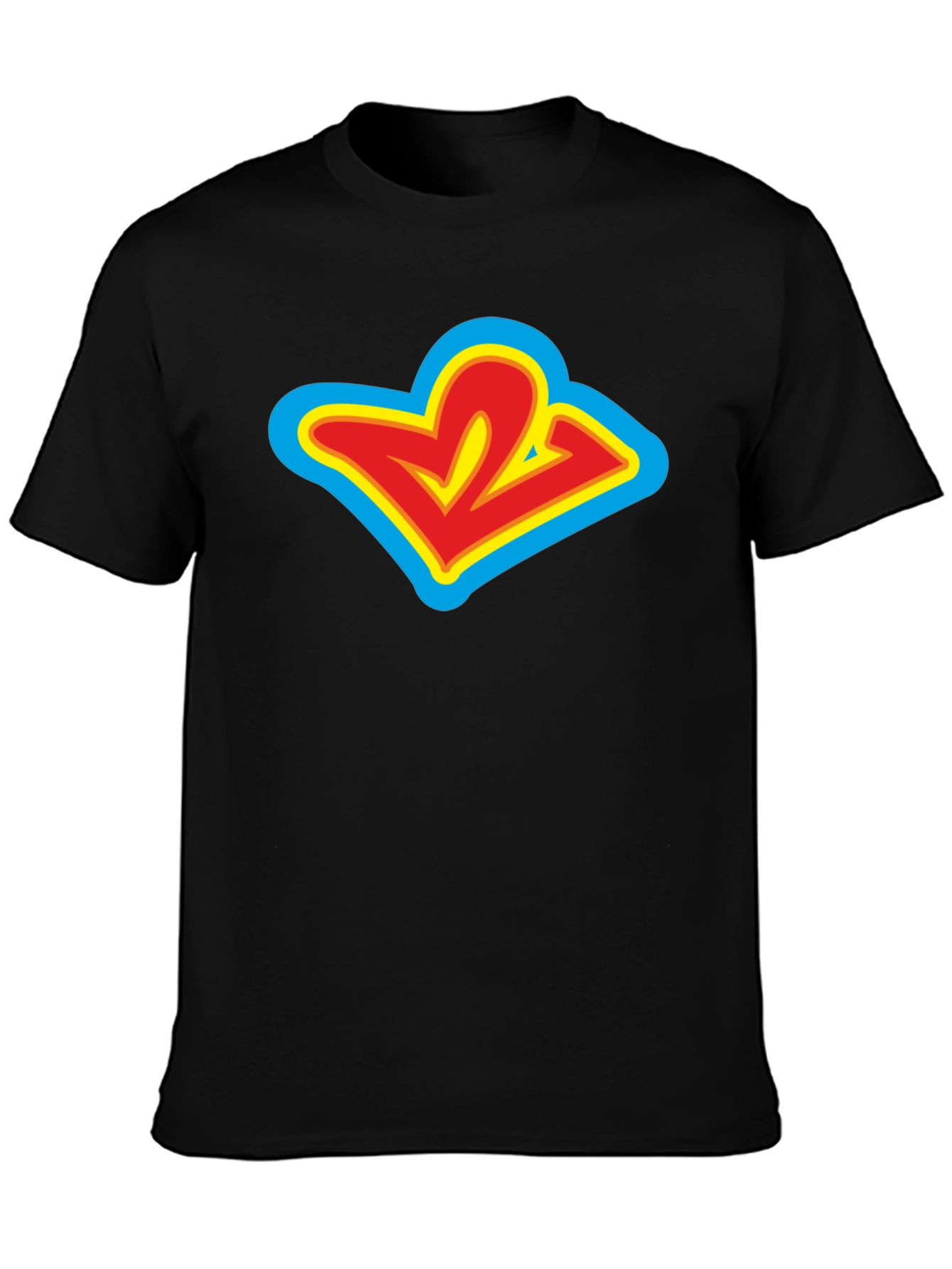 Black Retro Cartoon Logo Black T-Shirt view 3