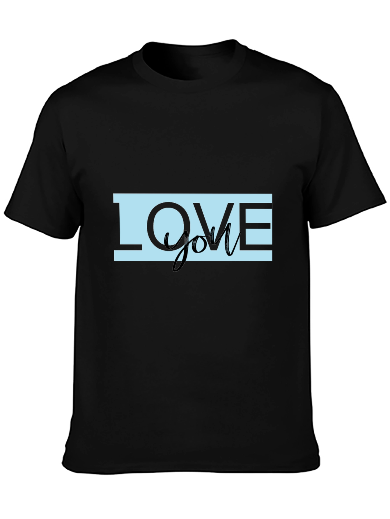 Black Love You Graphic Print Black T-Shirt view 3
