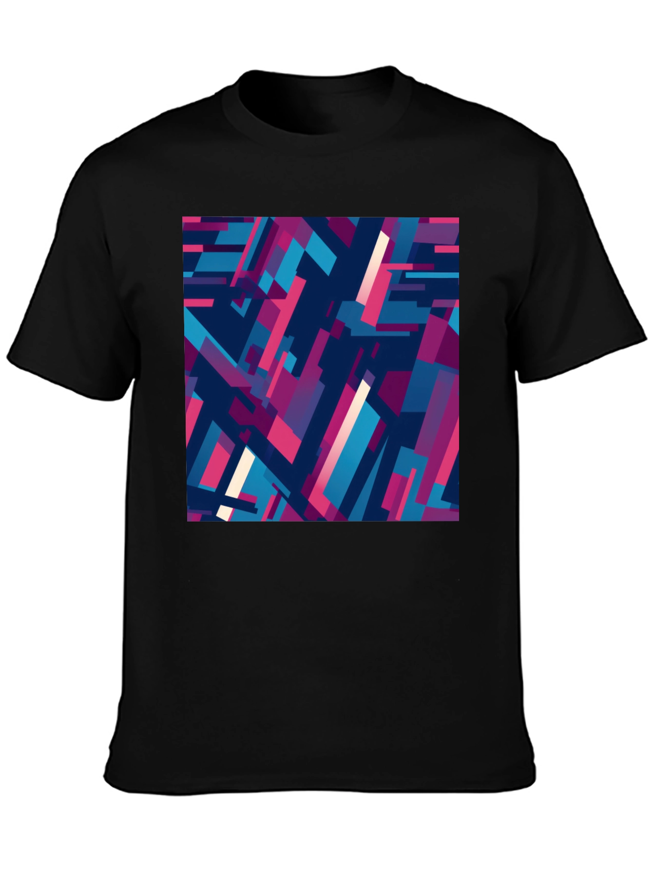Black Abstract Geometric Pattern Black T-Shirt view 3