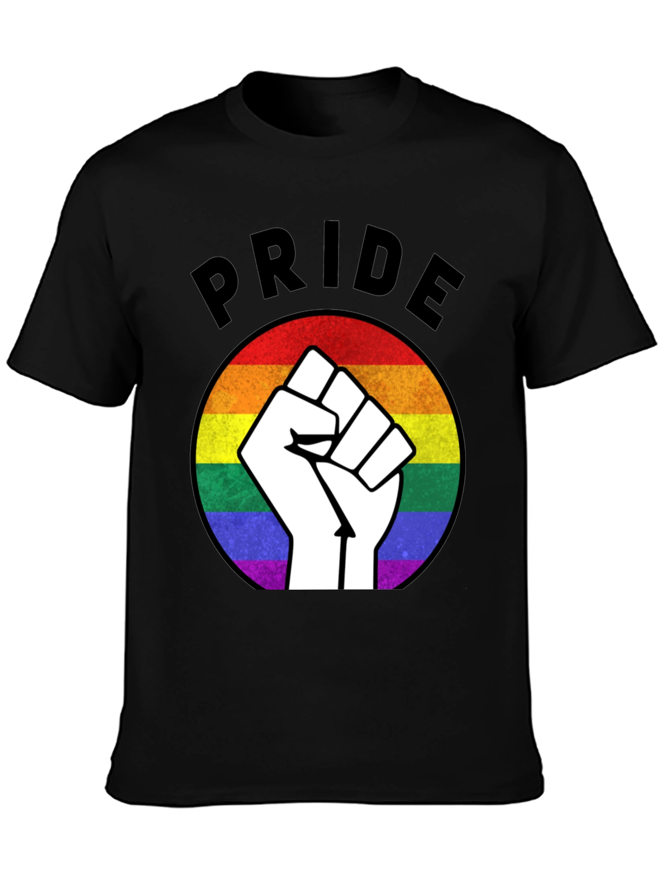 Black Pride Fist Rainbow Graphic T-Shirt view 3
