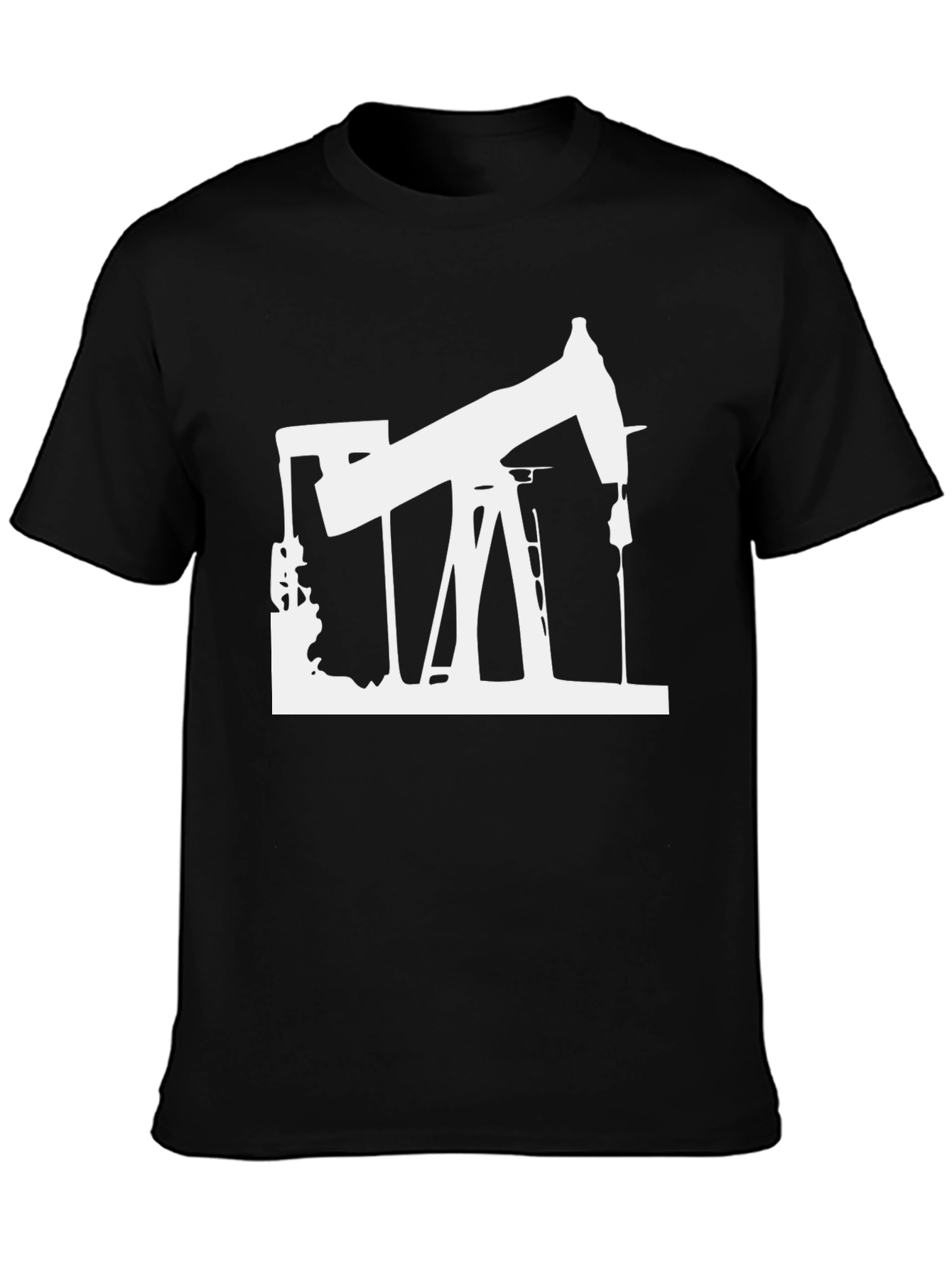 Black Oil Rig Graphic Tee - Black Cotton T-Shirt view 3
