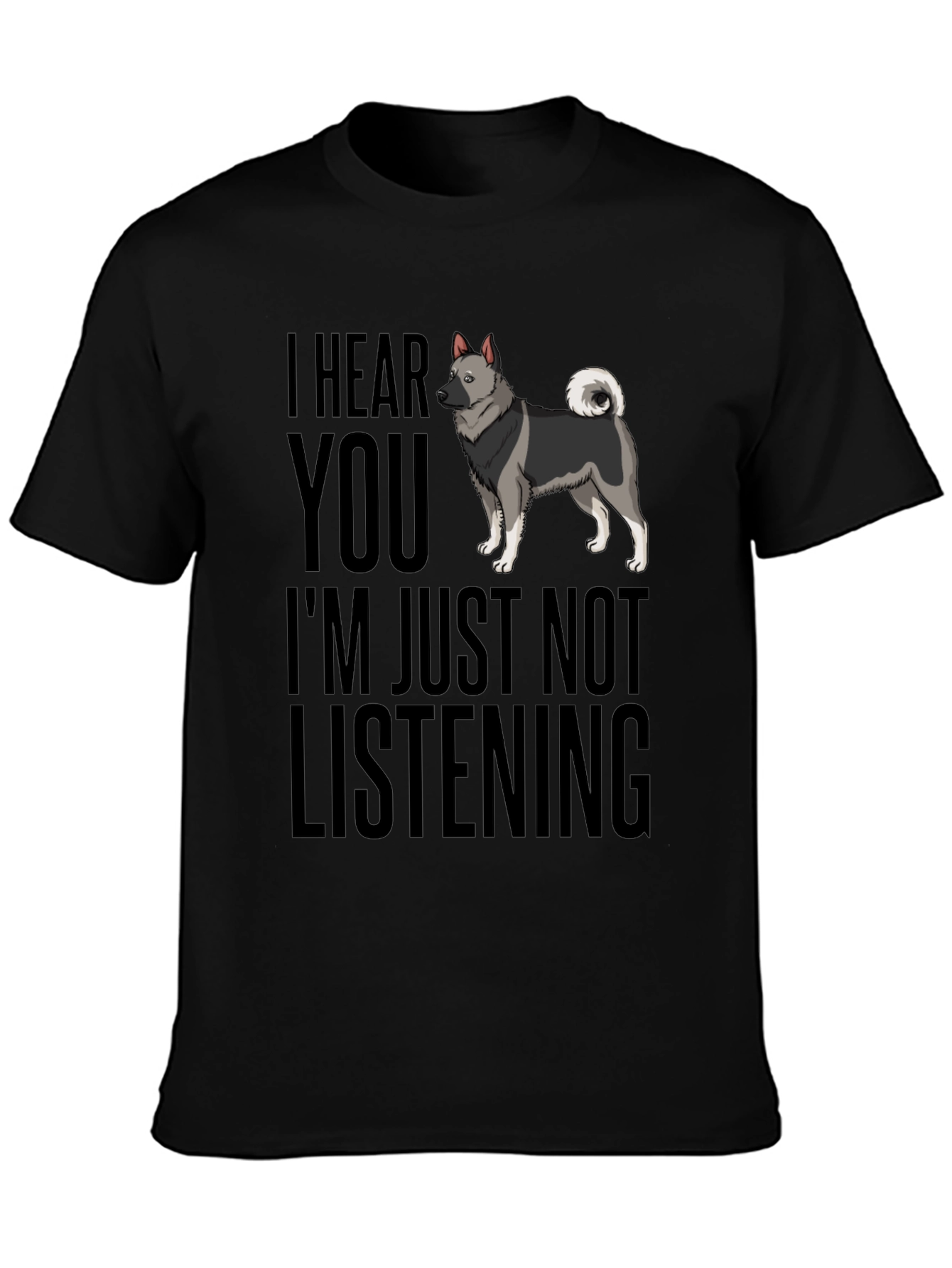 Black Funny Dog T-Shirt - I Hear You view 3