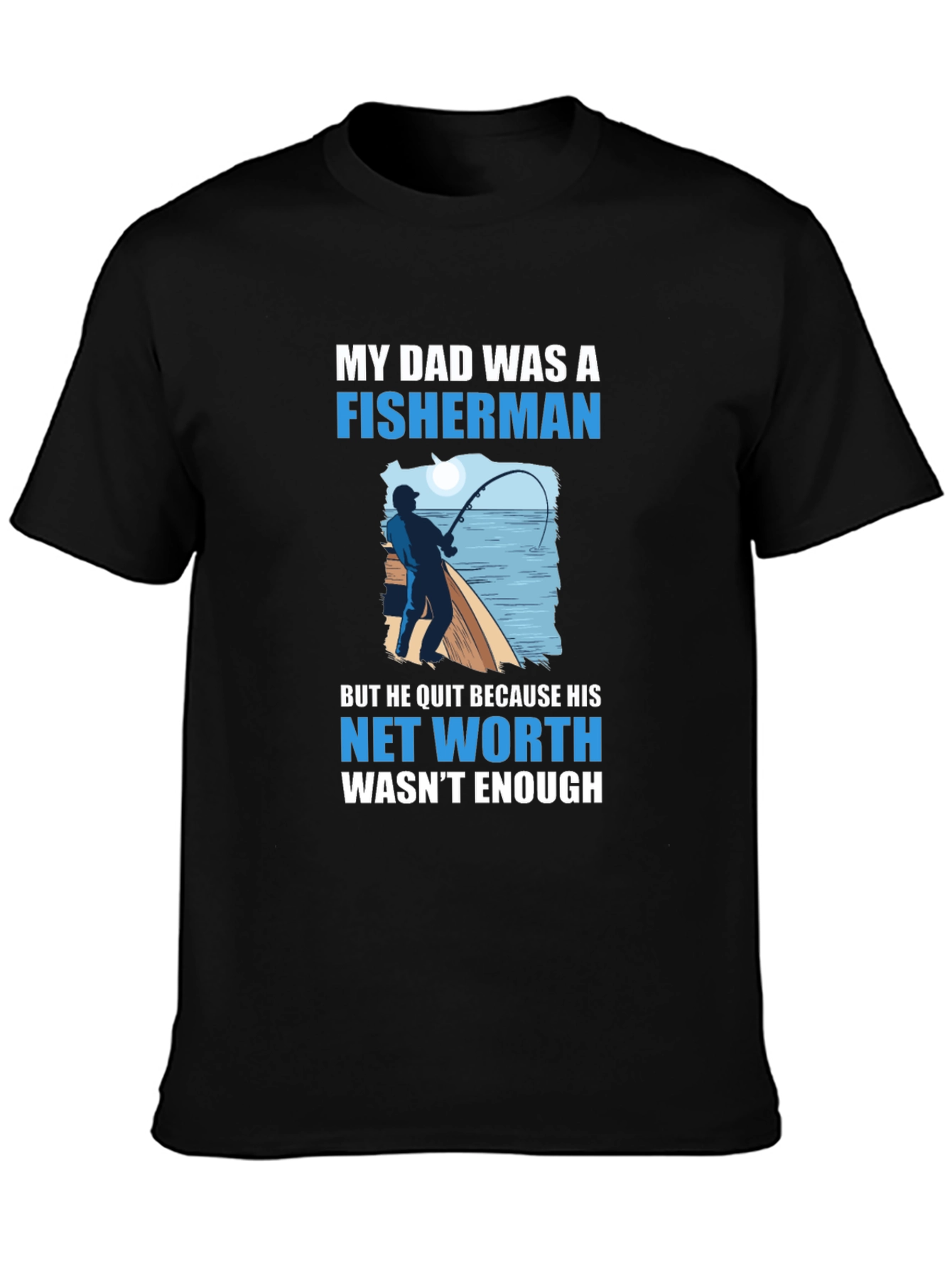 Black Fisherman Dad Joke T-Shirt view 3