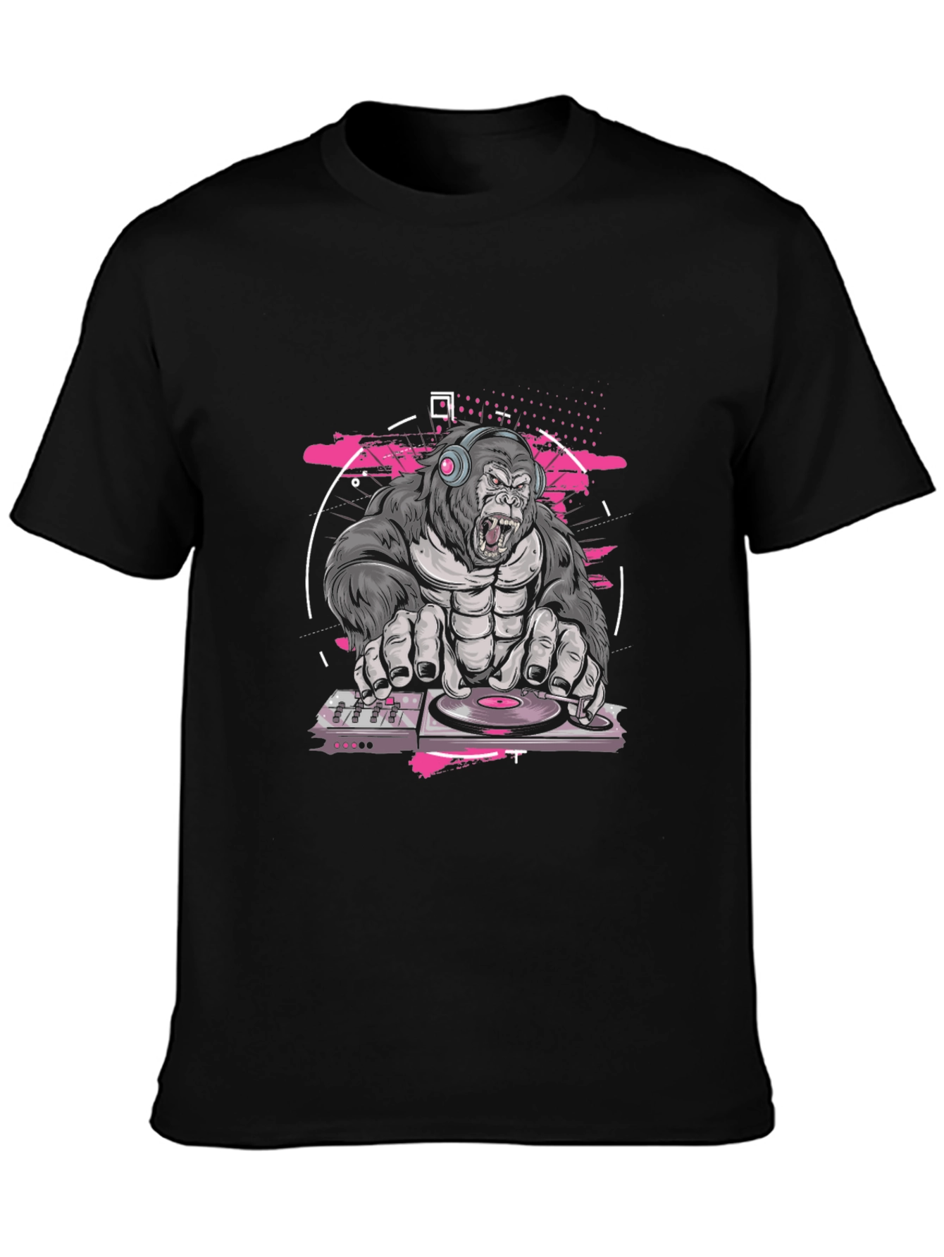 Black DJ Gorilla Black T-Shirt view 3
