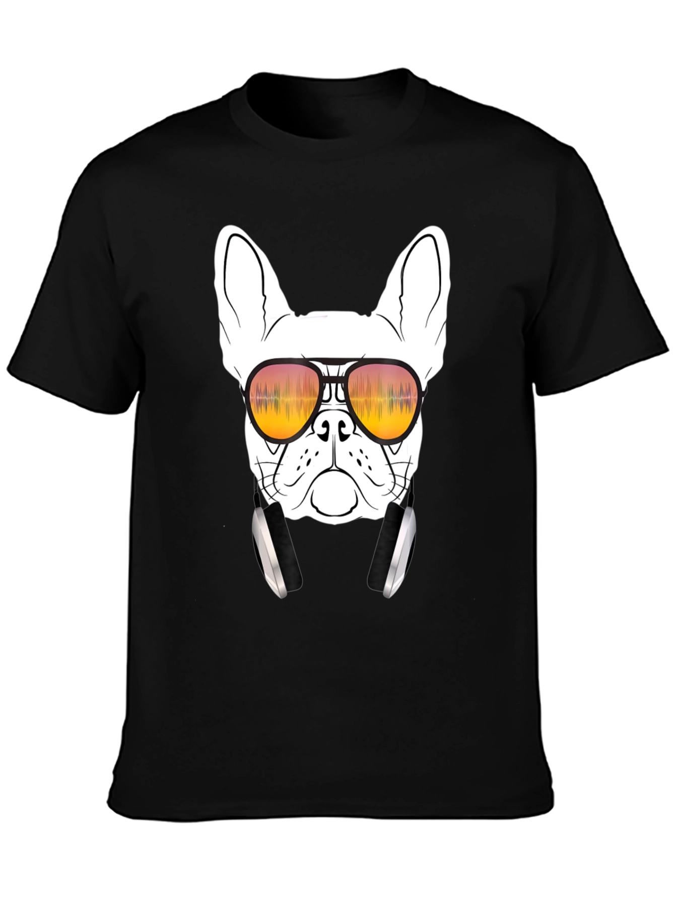 Black Cool Dog Graphic Tee - Sunglasses & Headphones view 3