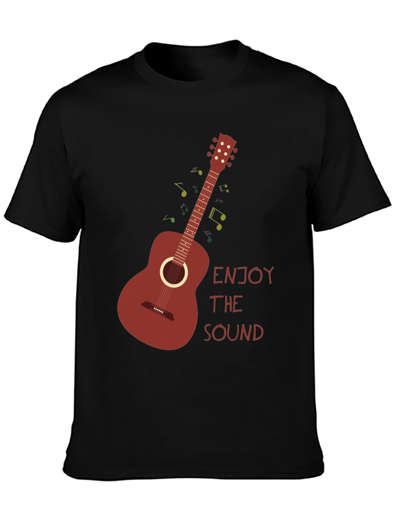 Black Enjoy The Sound T-Shirt - Guitar Graphic Tee view 3