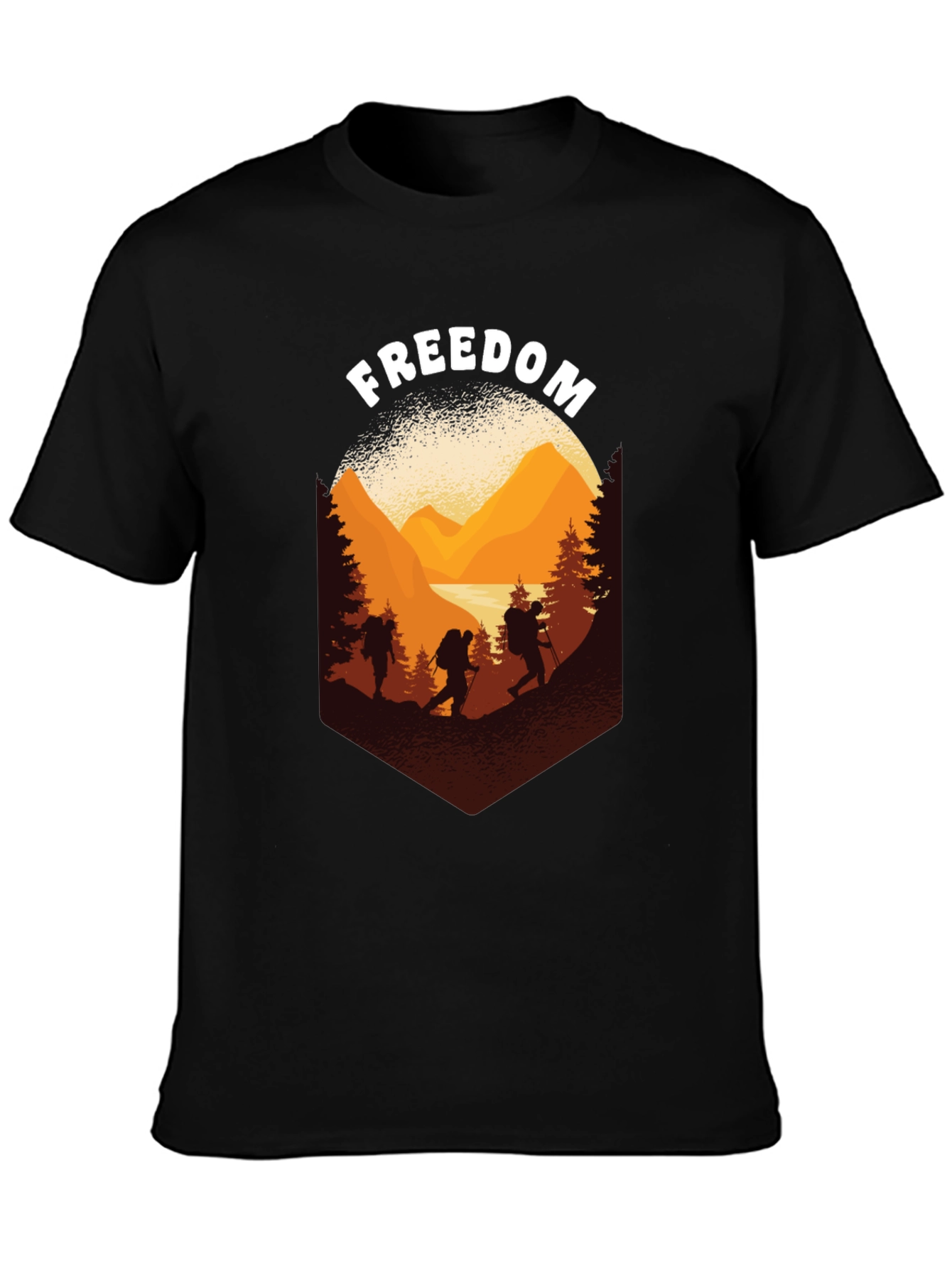 Black Freedom Hiking Adventure Graphic Tee view 3