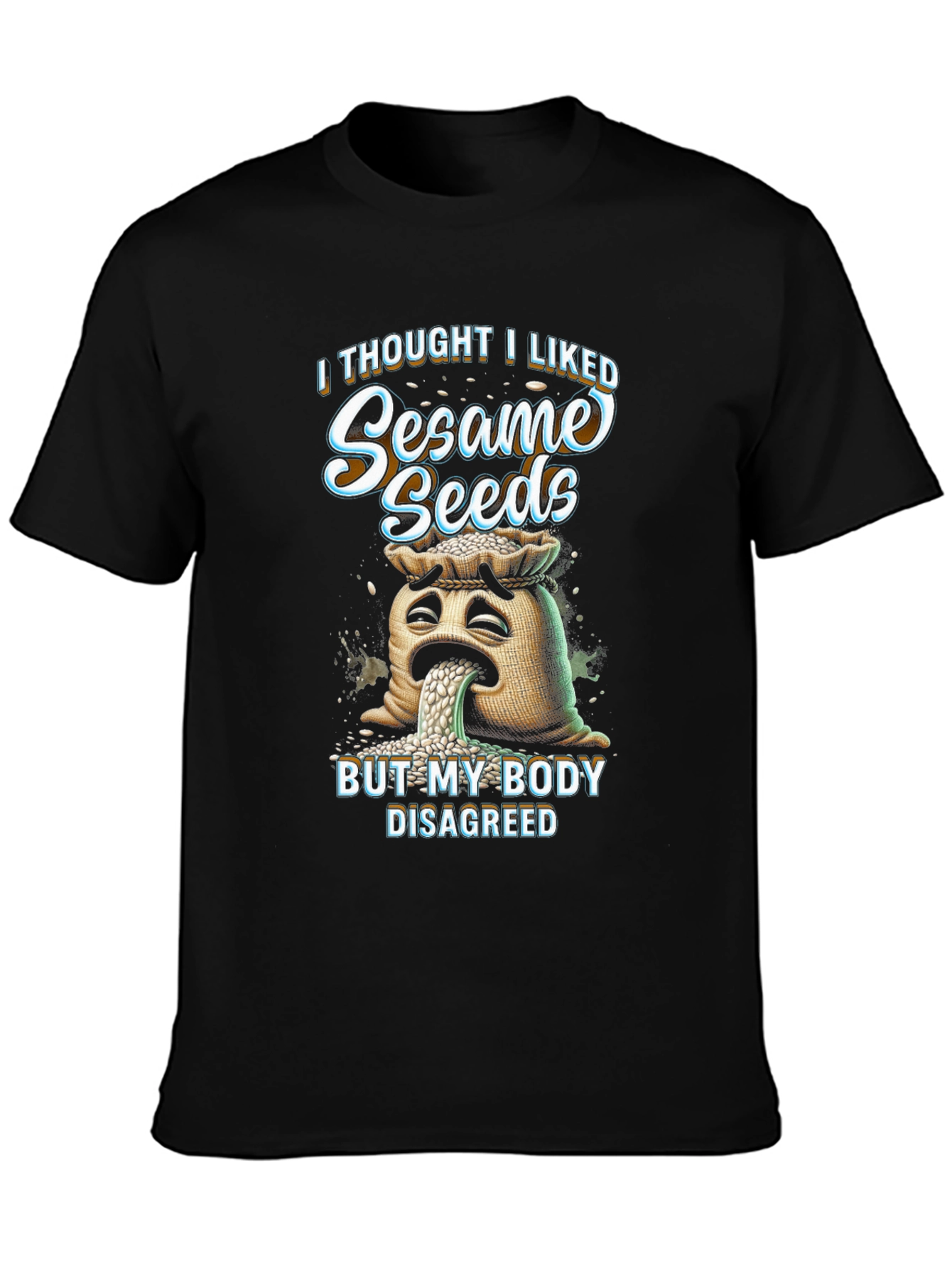 Black Sesame Seed Allergy T-Shirt view 3