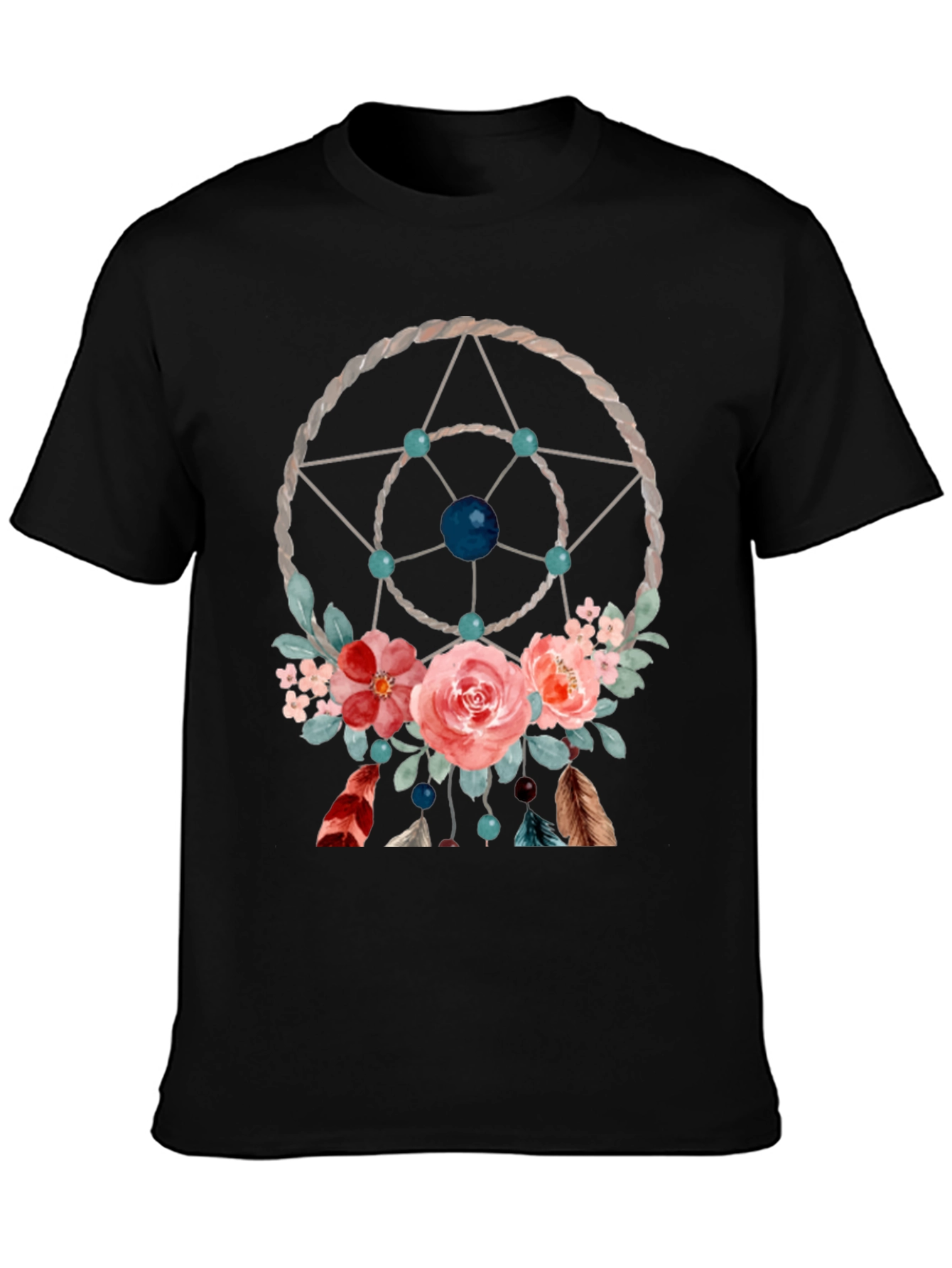 Black Dreamcatcher Floral Graphic Tee view 3