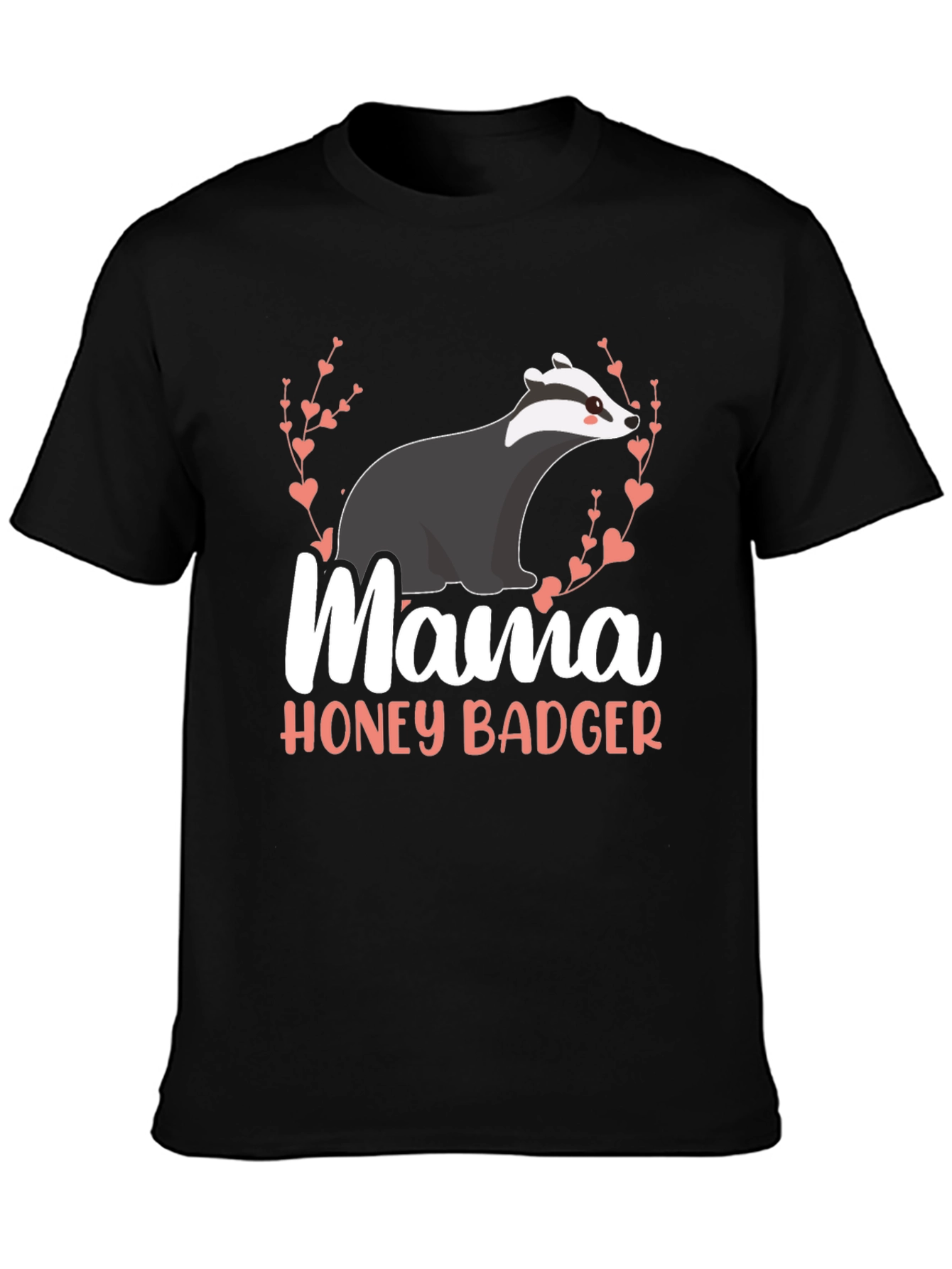 Black Mama Honey Badger T-Shirt - Cute Badger Design view 3