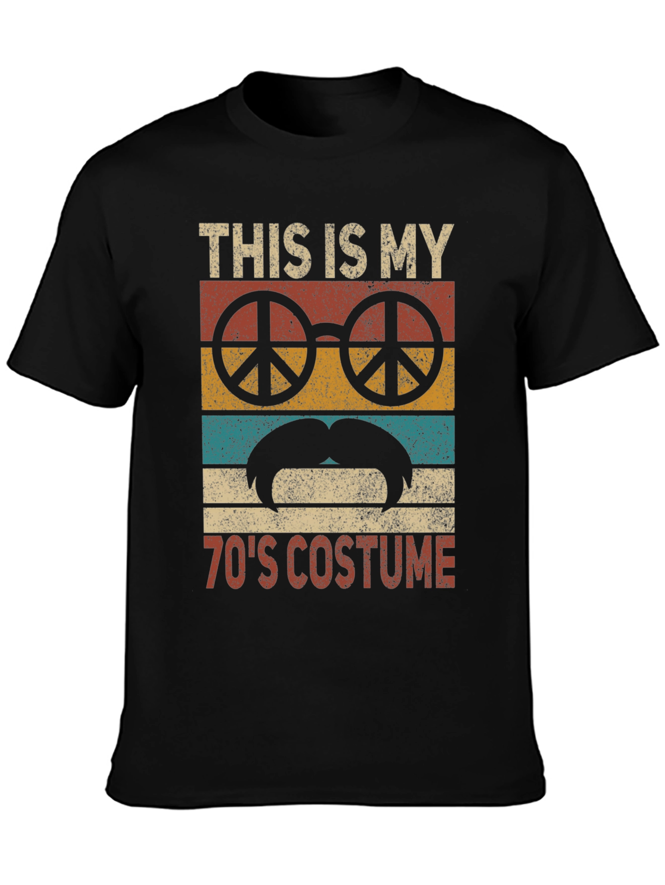 Black 70's Costume T-Shirt Retro Peace Sign Tee view 3