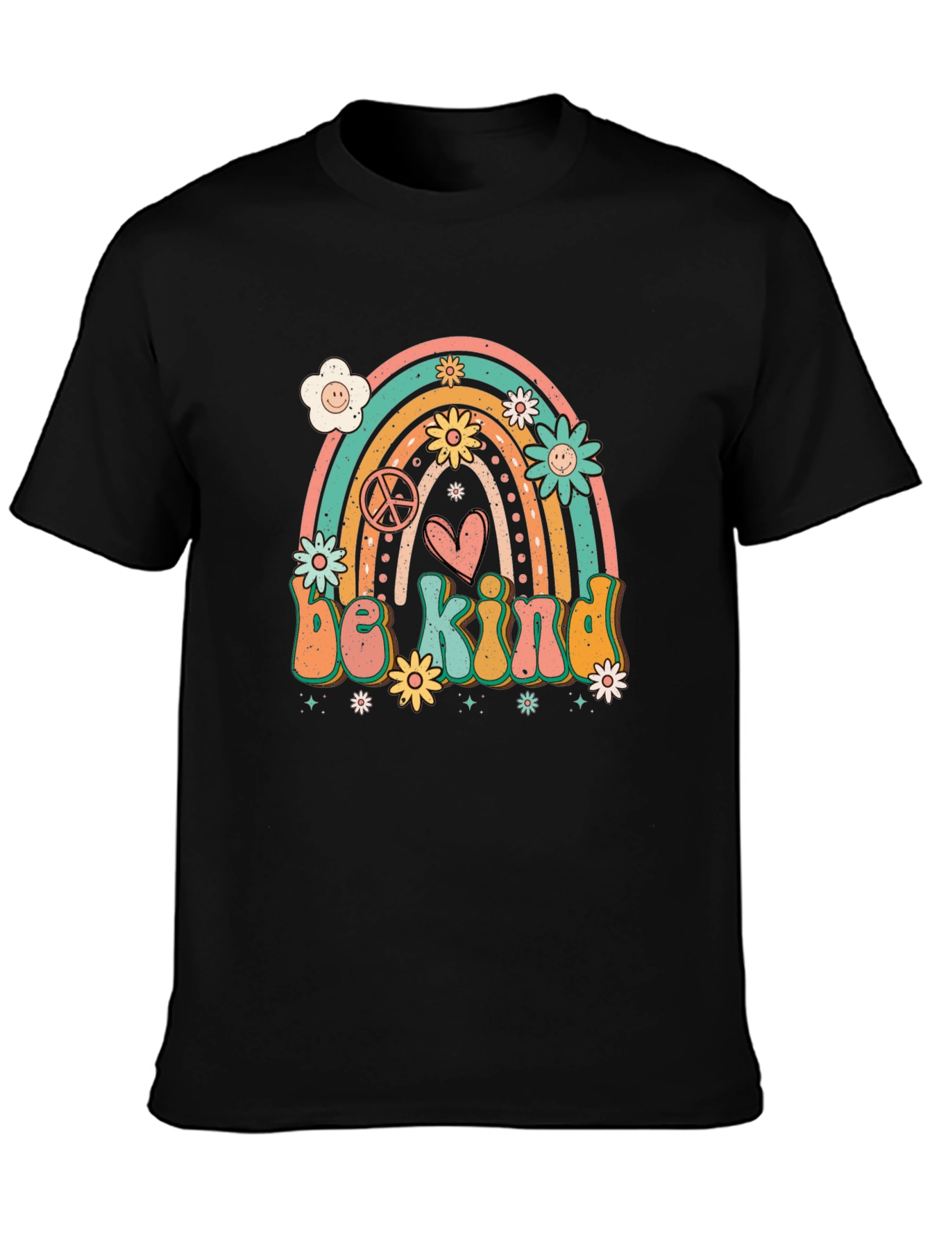 Black Be Kind Rainbow Graphic Tee - Black T-Shirt view 3