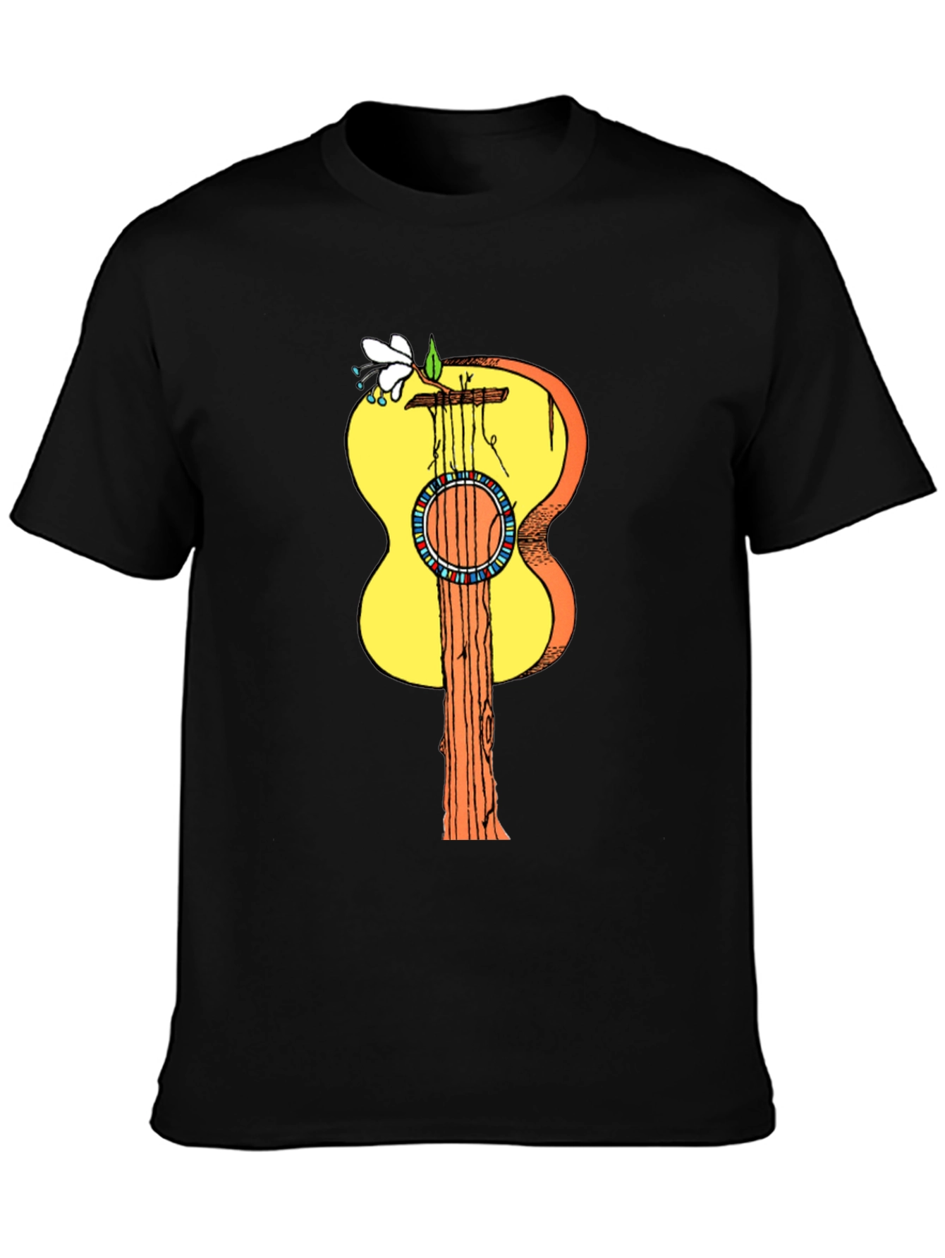 Black Guitar Tree Graphic Tee - Stylish Nature Design view 3