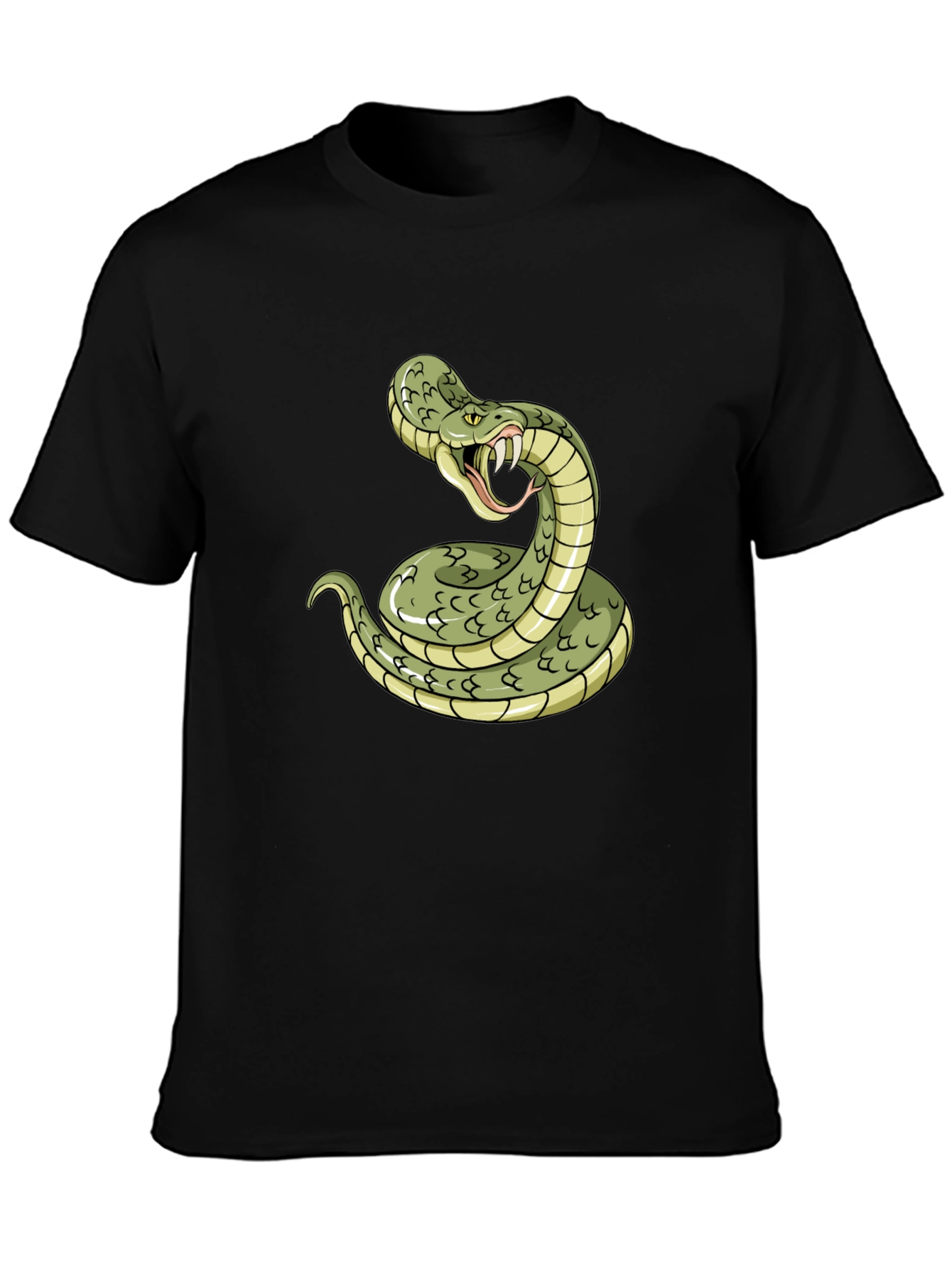 Black Snake Graphic Tee - Black Cotton T-Shirt view 3