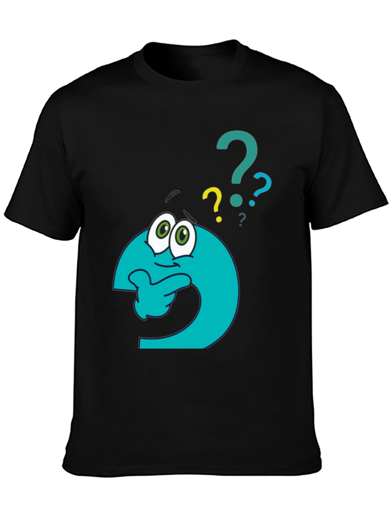 Black Thinking Question Mark Graphic T-Shirt view 3