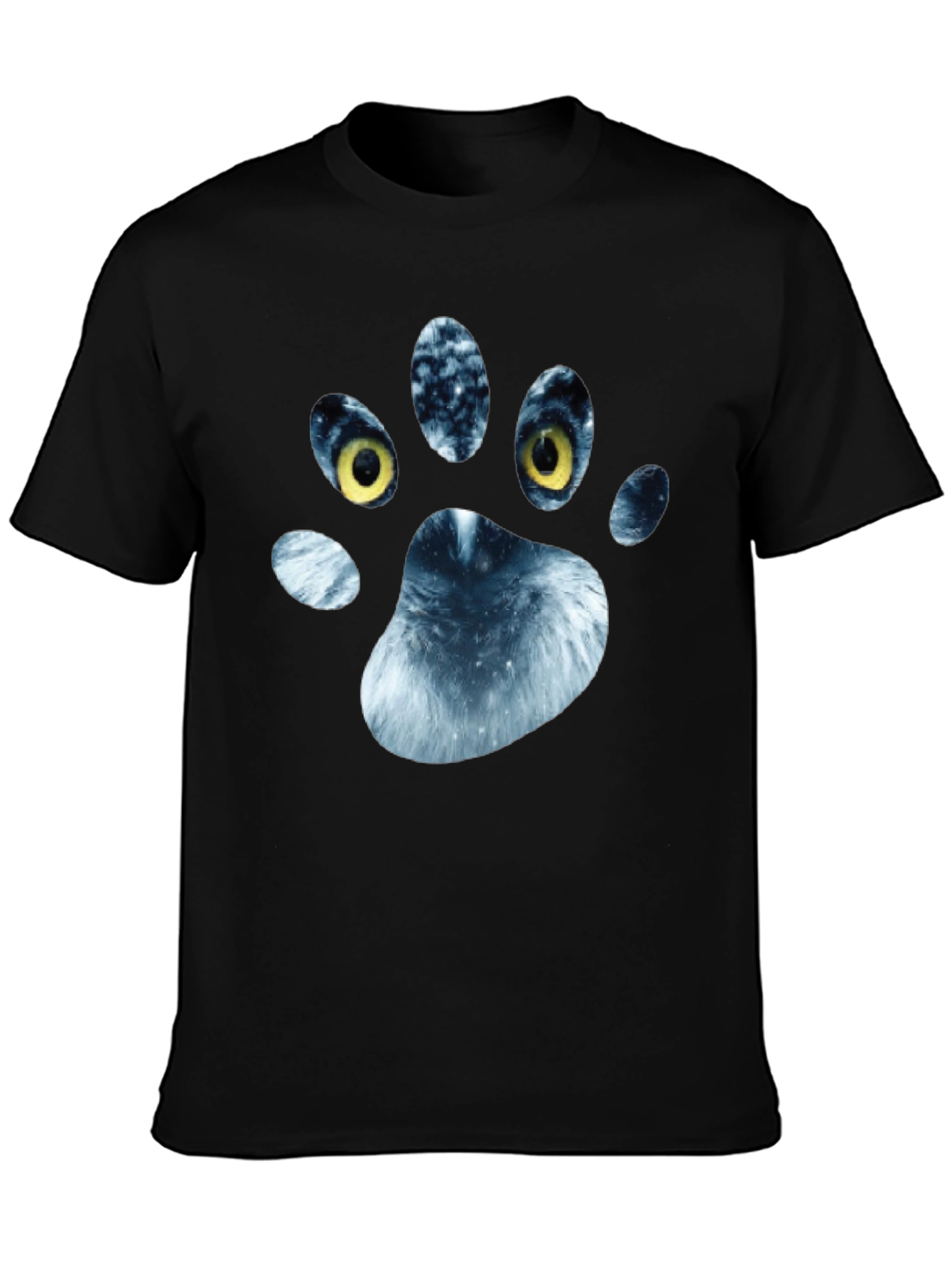 Black Wolf Paw Print Graphic T-Shirt view 3