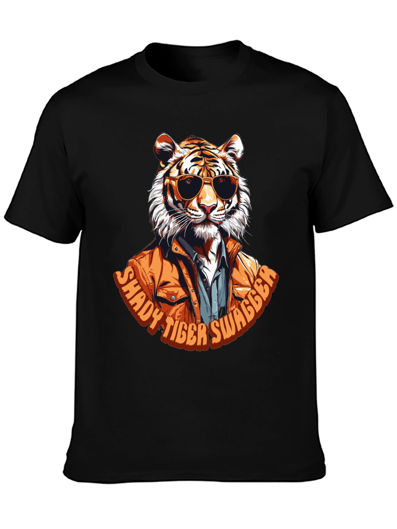 Black Shady Tiger Swagger T-Shirt view 3