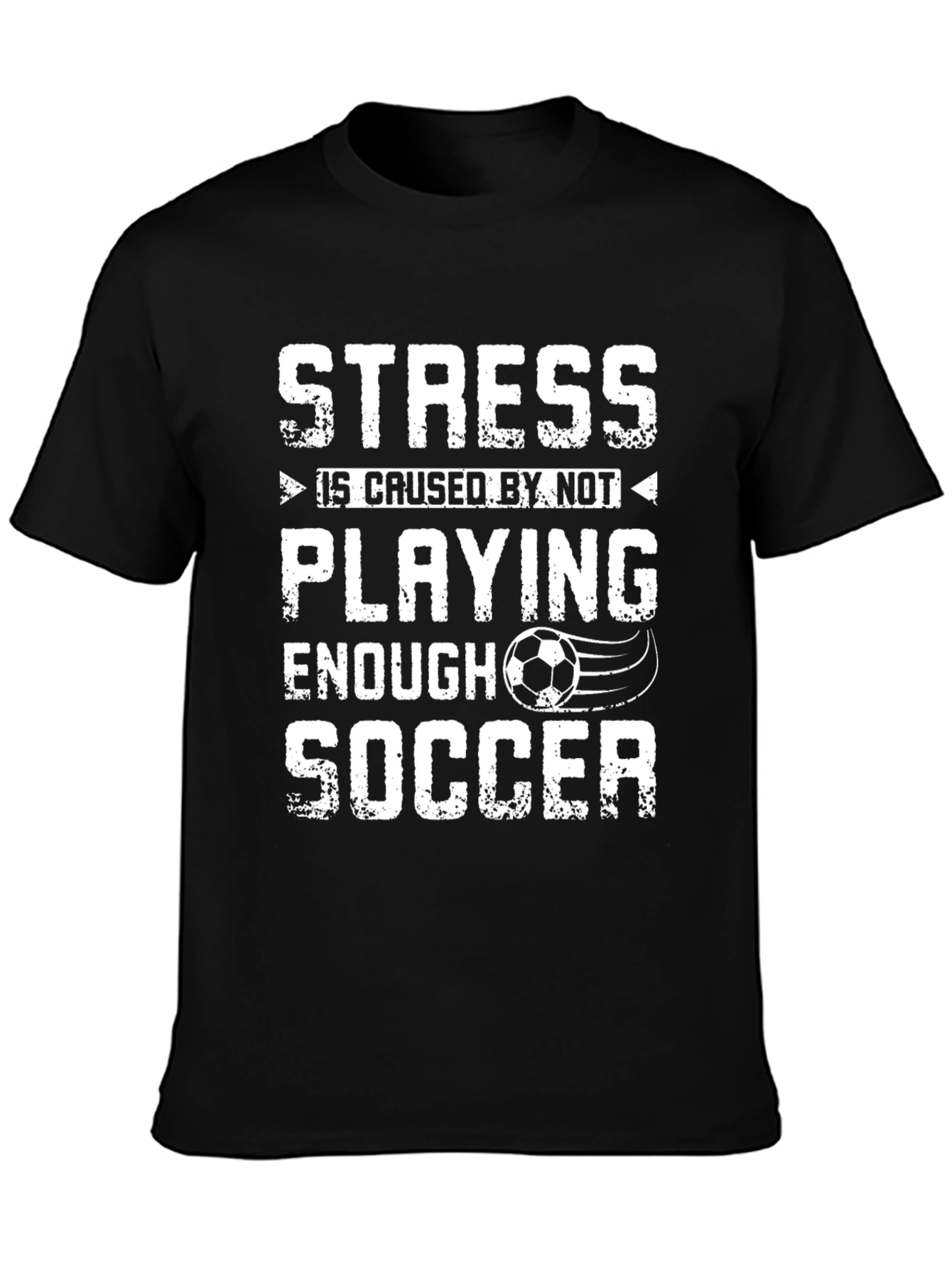 Black Funny Soccer T-Shirt: Stress Relief Design view 3