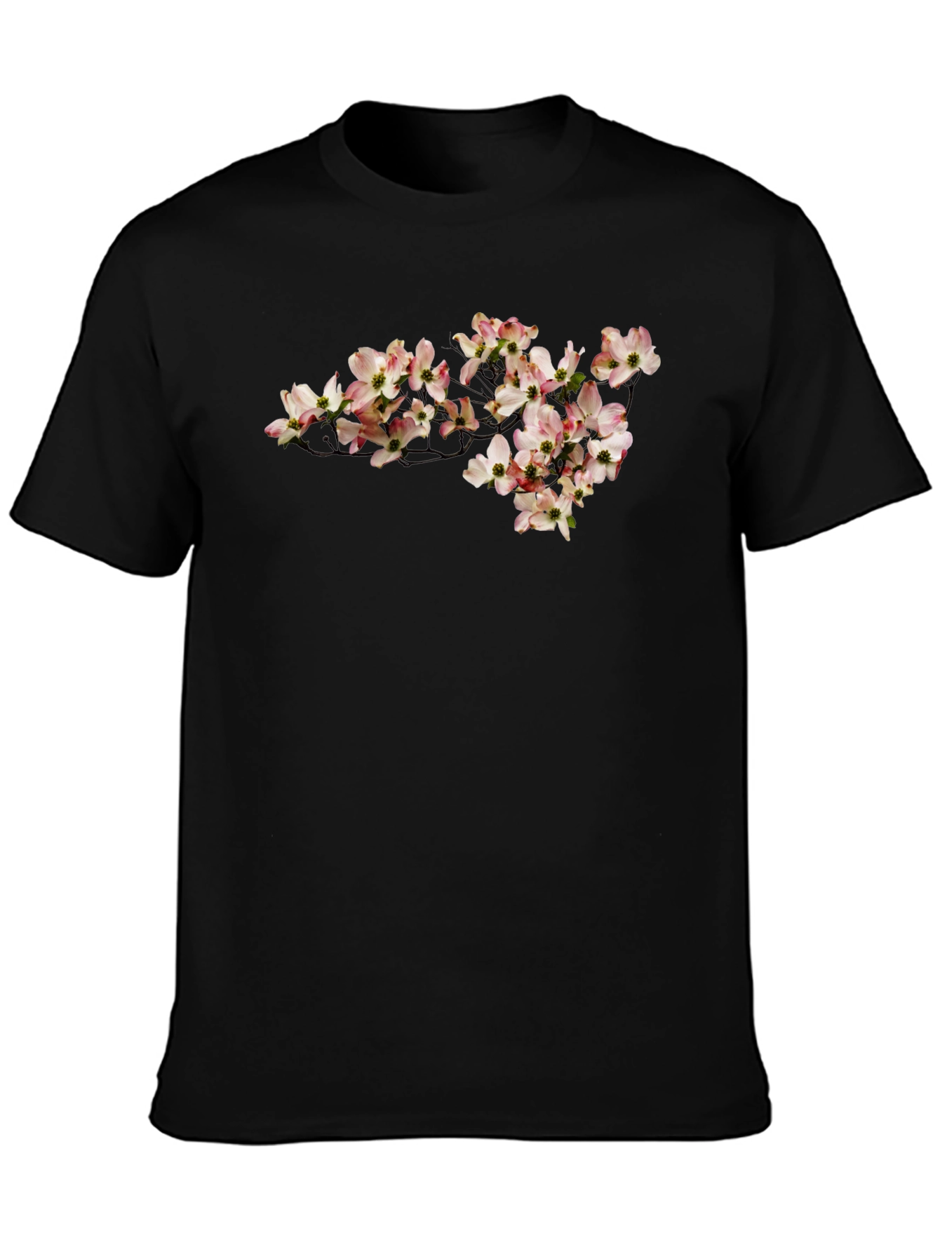 Black Dogwood Floral Print Black T-Shirt view 3