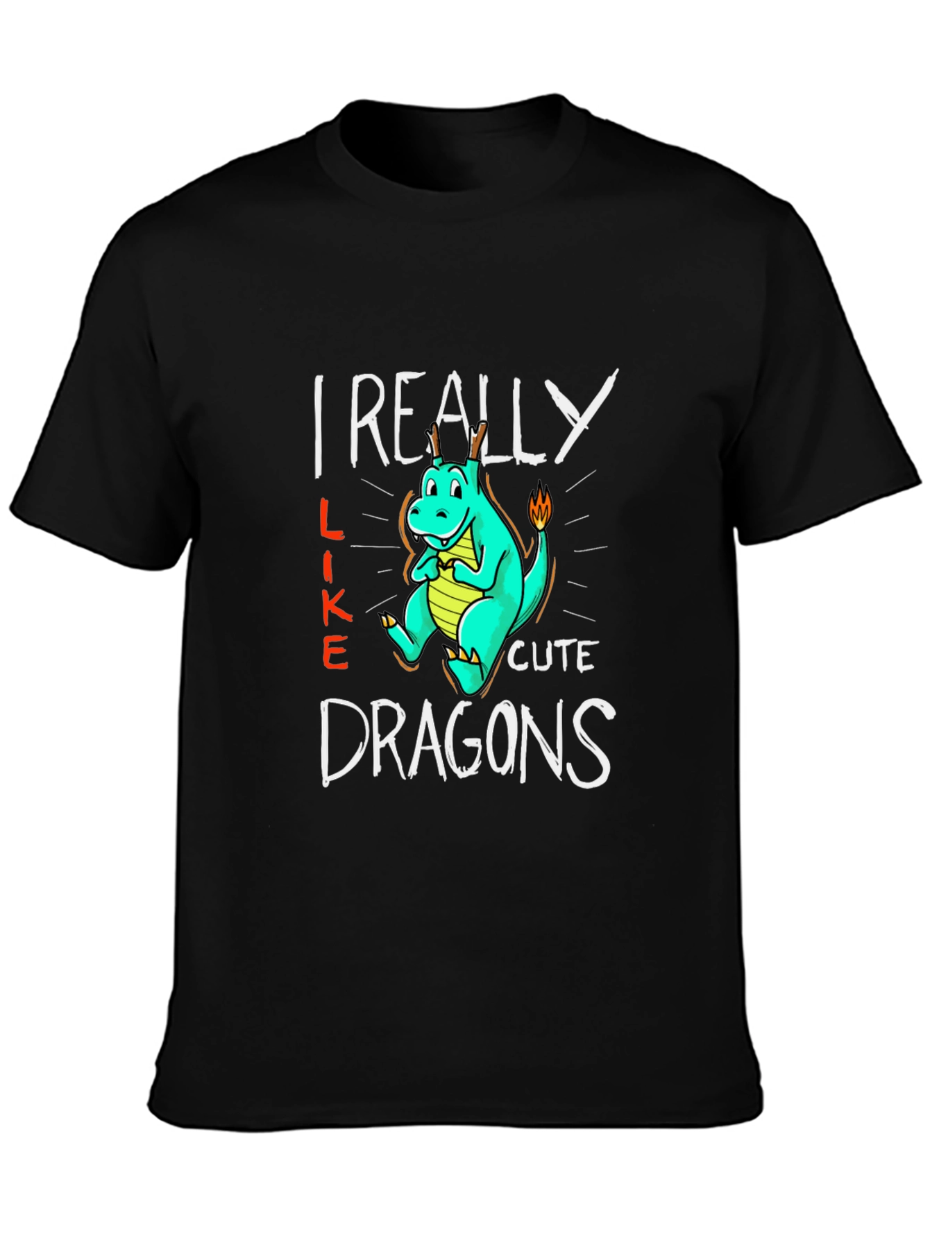 Cute Dragon Graphic Tee - 'I Really Like Cute Dragons' T-Shirt - 3