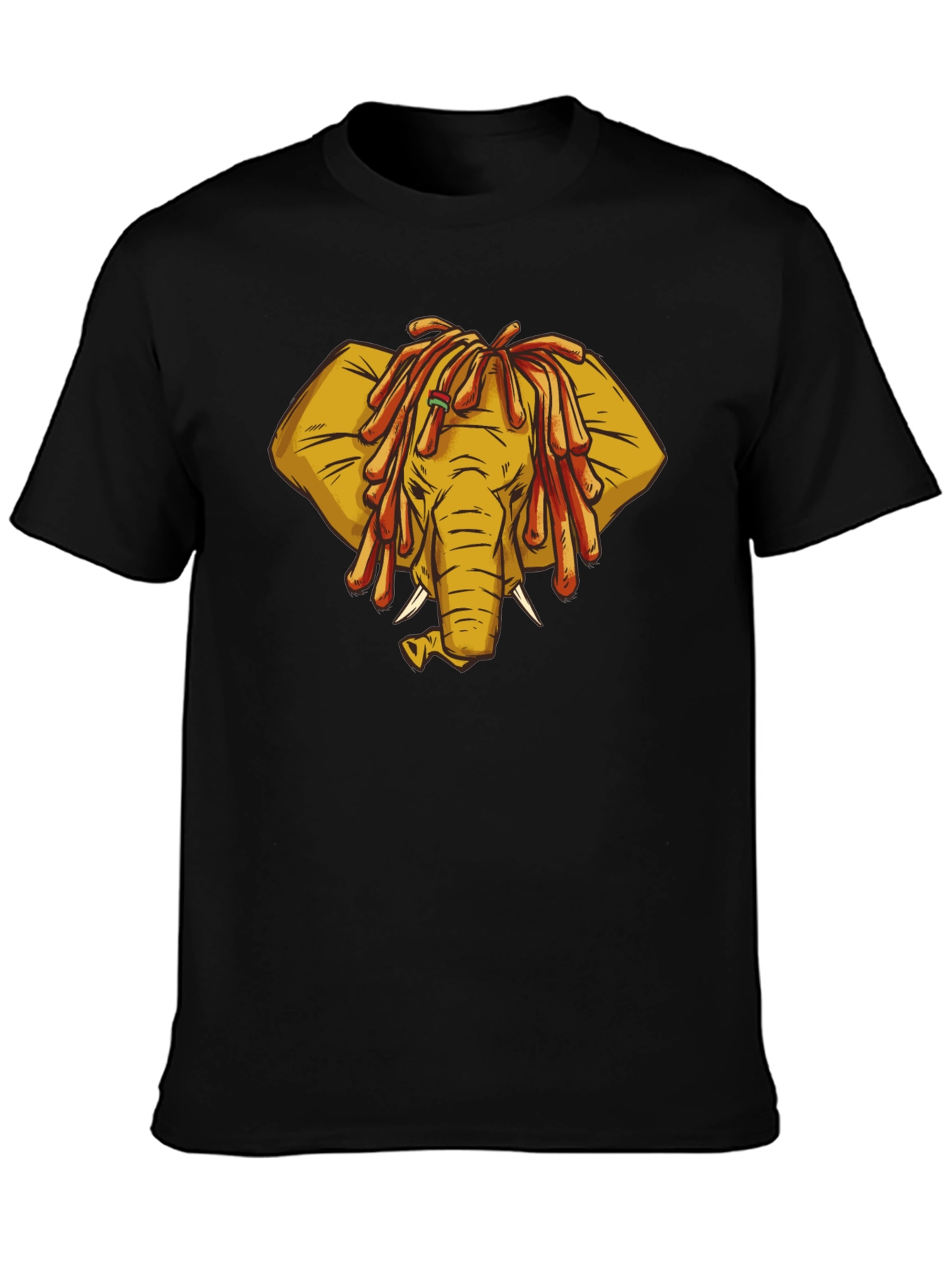 Black Rasta Elephant Graphic Tee - Unique Design! view 3