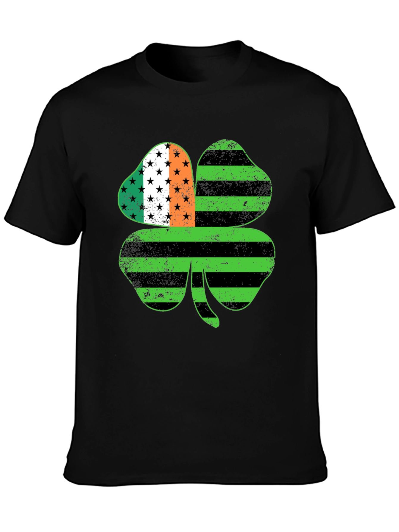 Black St. Patrick's Day Shamrock T-Shirt view 3
