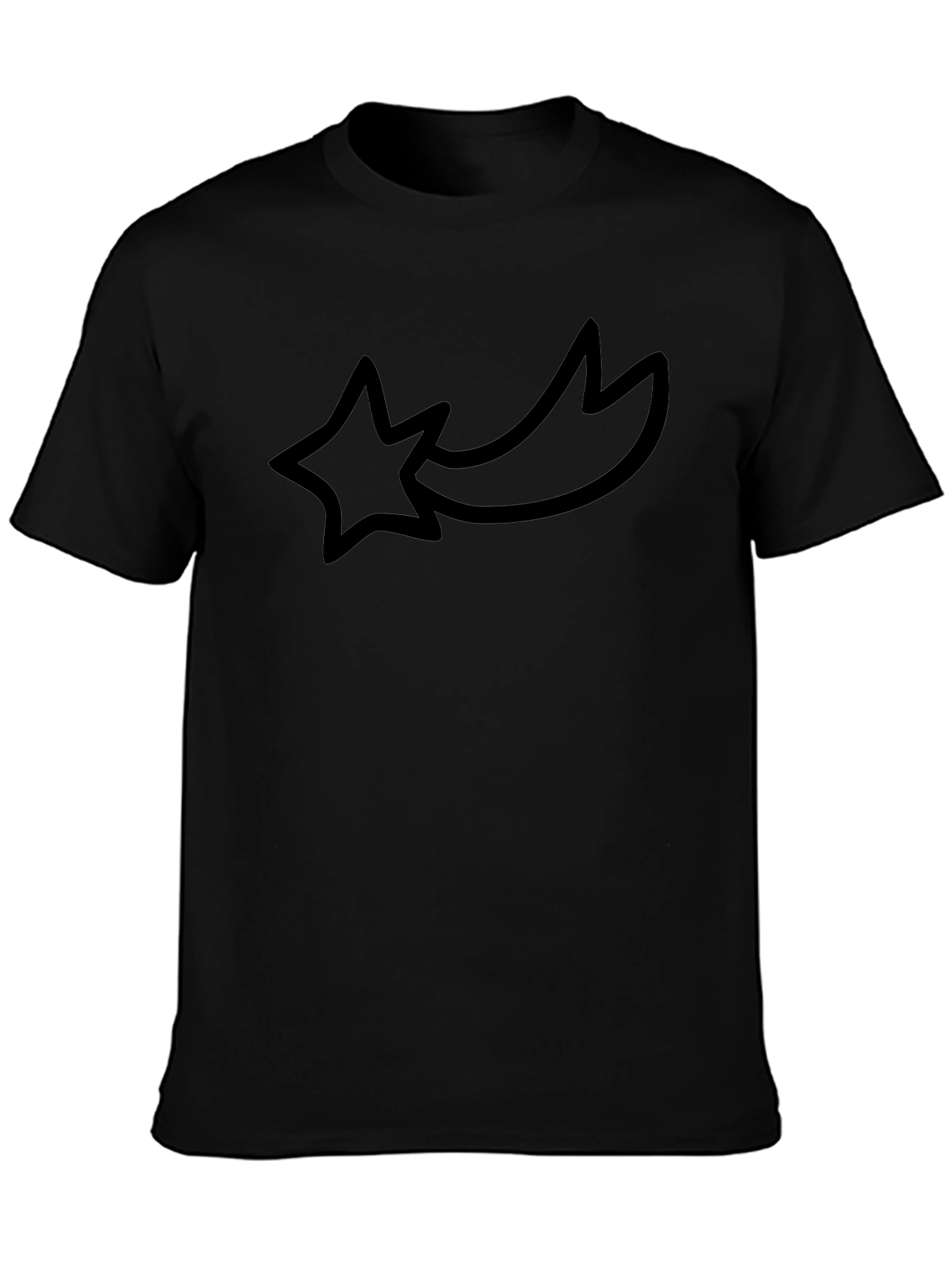Black Black Graphic Tee - Shooting Star Design view 3