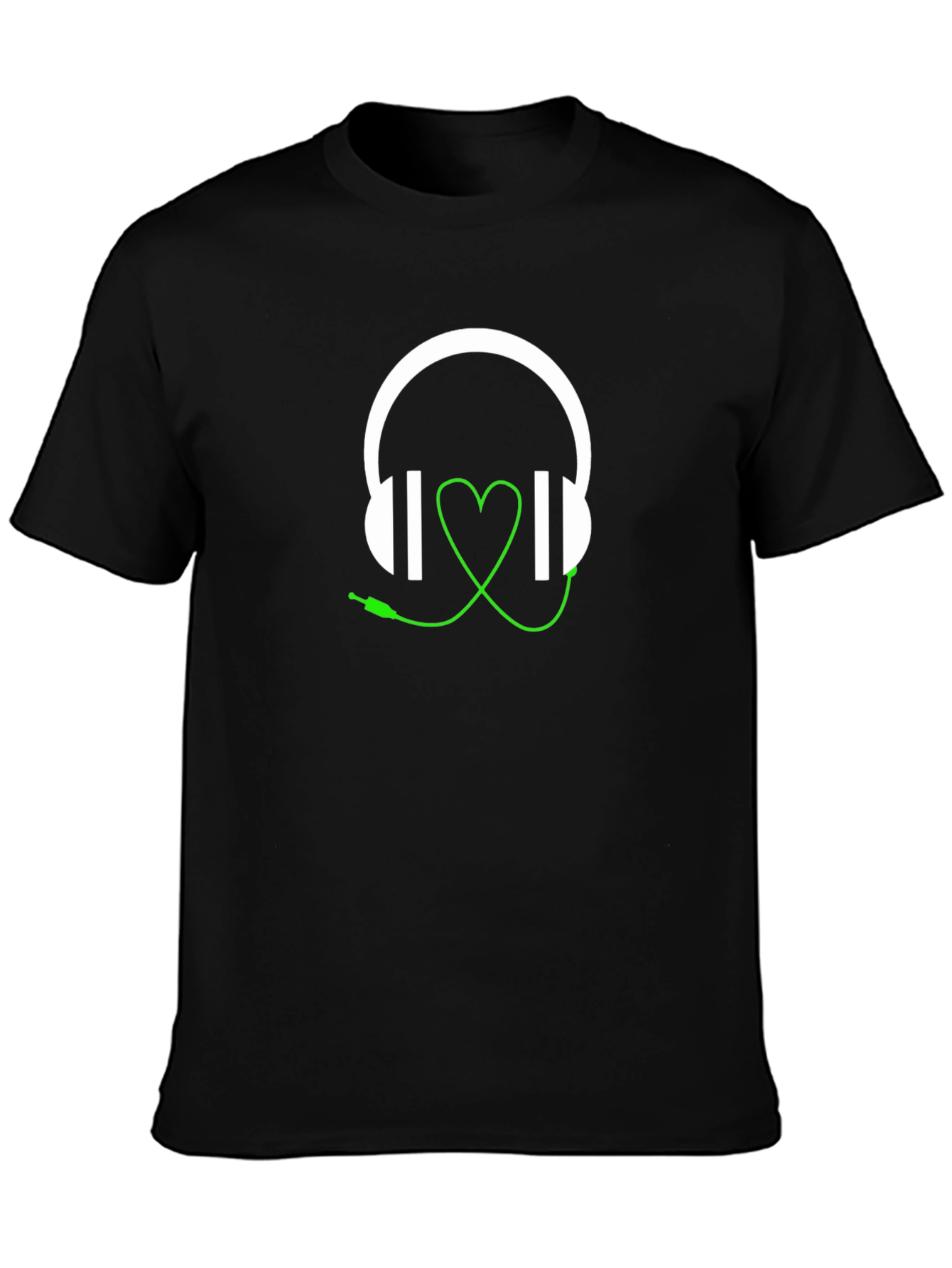 Black Headphones Heartbeat Graphic Tee view 3