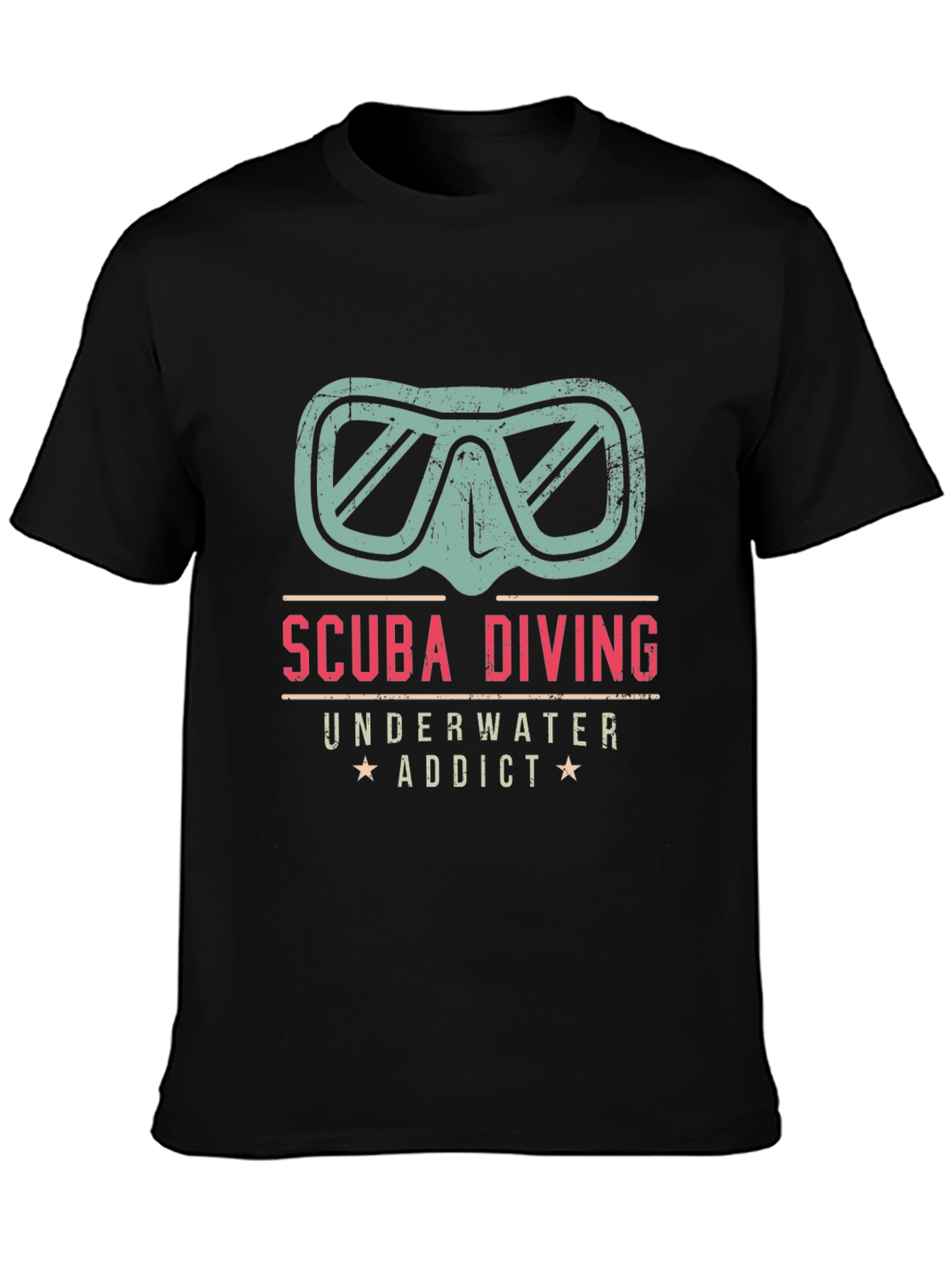 Black Scuba Diving Underwater Addict T-Shirt view 3