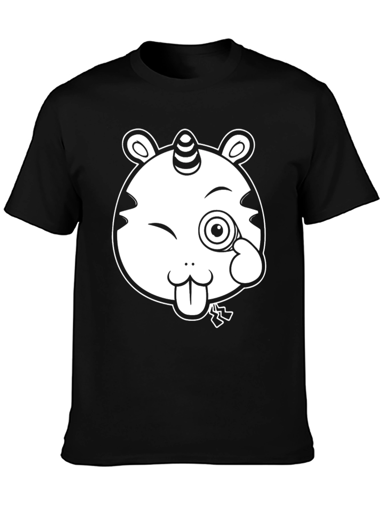 Black Winking Unicorn Bear Black T-Shirt view 3