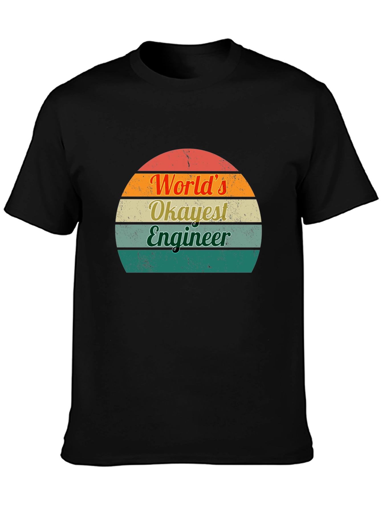 Black World's Okayest Engineer T-Shirt Retro Design view 3