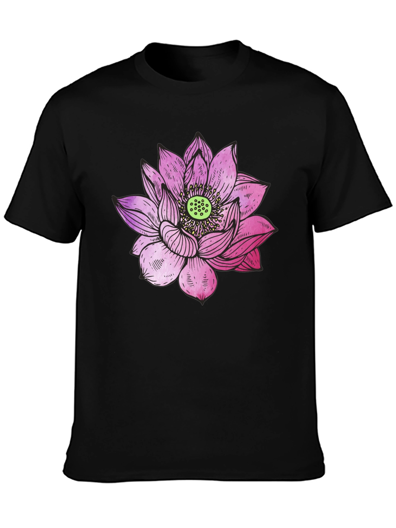 Black Lotus Flower Graphic Tee view 3
