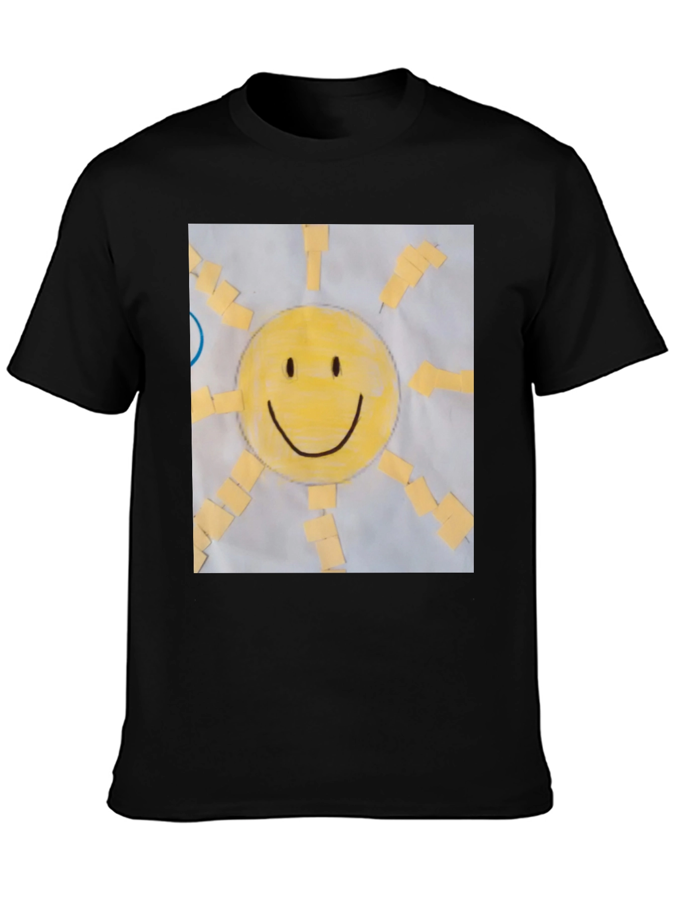 Black Smiley Face Sun Graphic Tee - Cheerful Black T-Shirt view 3